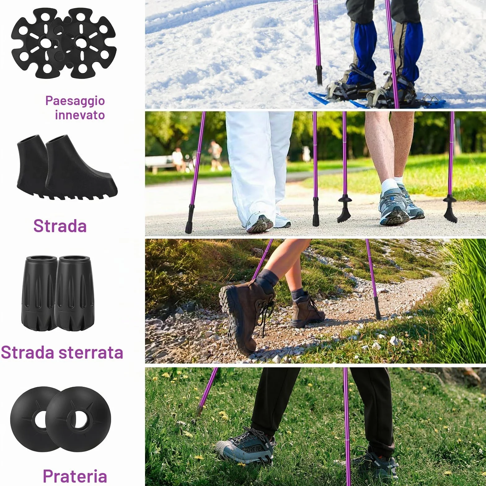 Bastoni da Trekking Alluminio Pieghevoli 115-135 cm Nordic Walking 5 Paia Cuscinetto