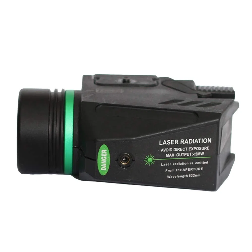 Torcia LED tattica Mirino laser verde per mini binario da 20 mm Mini Glock Pistola per pistola Lanterna Airsoft Light (Laser verde)