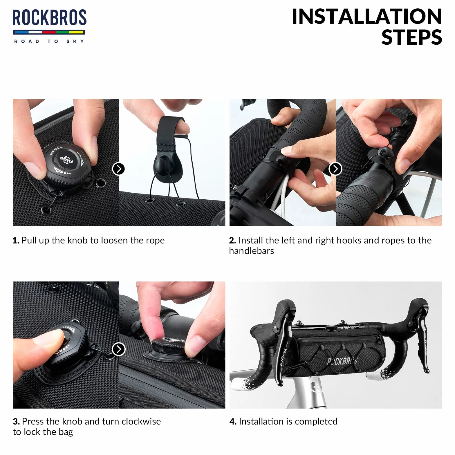 ROCKBROS Road to Sky Borsa Manubrio Bici, Borsa Anteriore Impermeabile Bicicletta, Borsello Manubrio Riflettente per MTB, Bici da Corsa, Bici da Città, Capacità 1.5L
