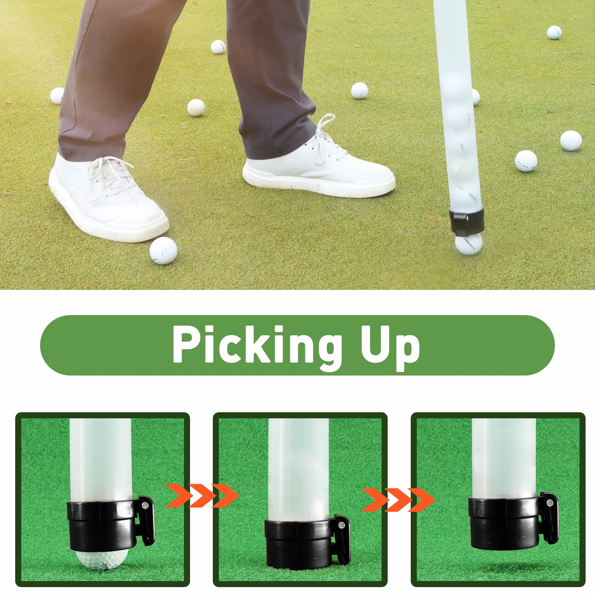 Raccoglitore palline da golf 80 cm tubo plastica
