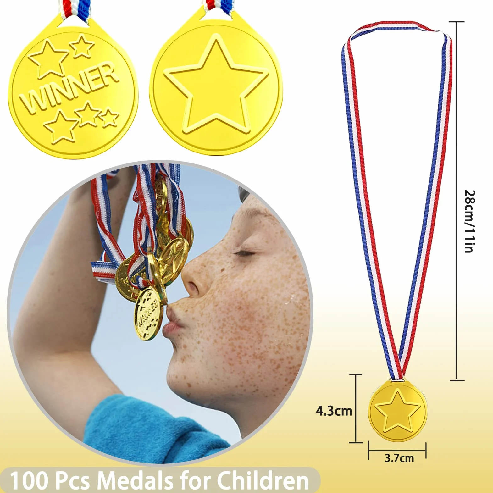 Medaglie per Bambini 100 Pezzi Giocattolo Plastica Premi Scuola Sport