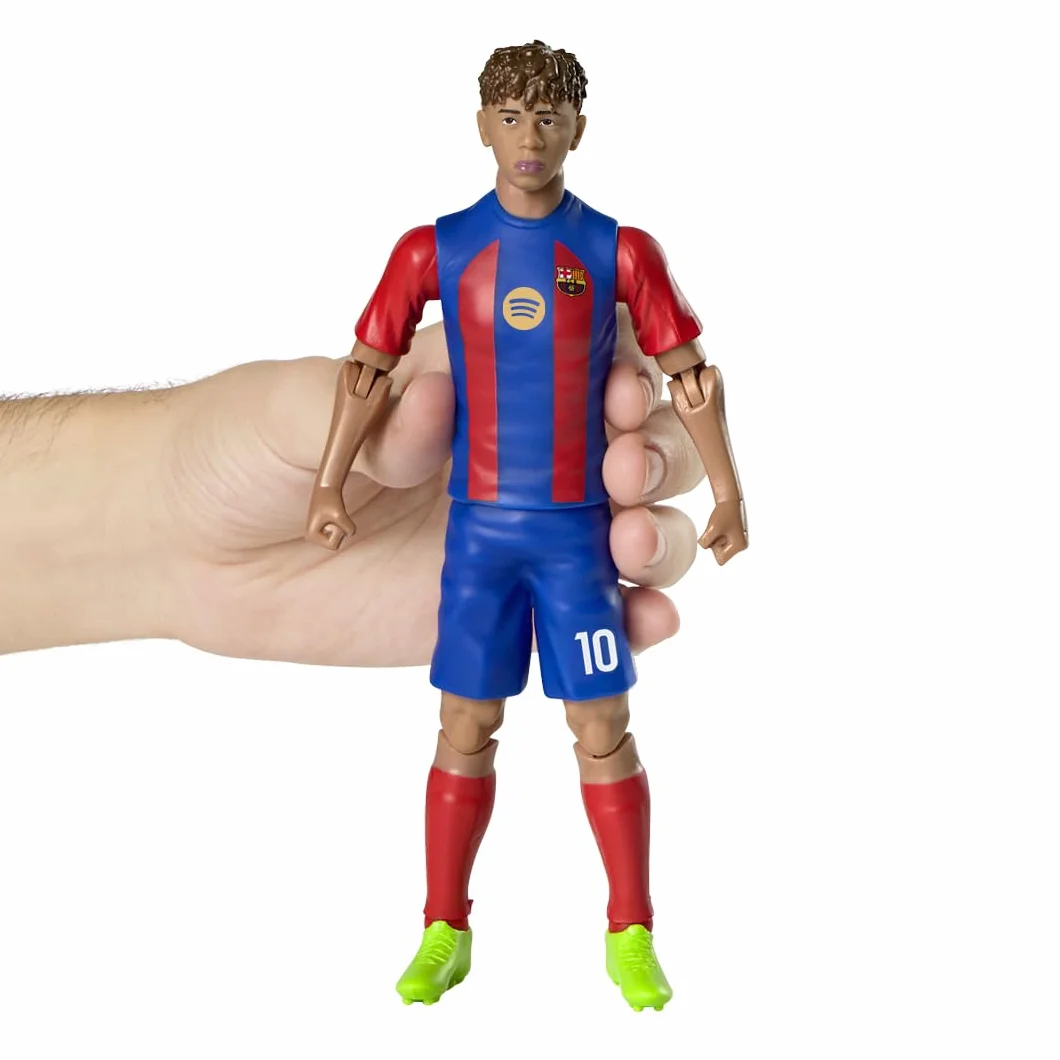 Megableu Statuetta Calcio YAMAL 20 cm Figura Calciatore Realistico Articolato Licenza Ufficiale 10 Punti Articolazione Giocattolo FC Barcellona Idea Regalo