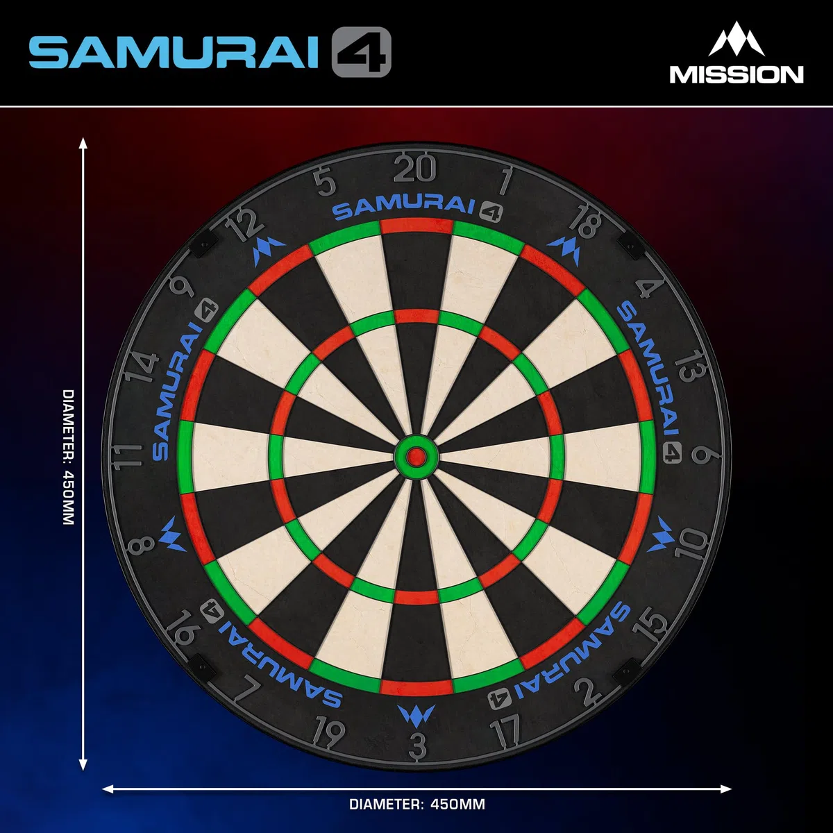 Mission Darts | Samurai 4 | Bersaglio professionale con setole | Filo per coltelli | White OR Graphite Spider Edition