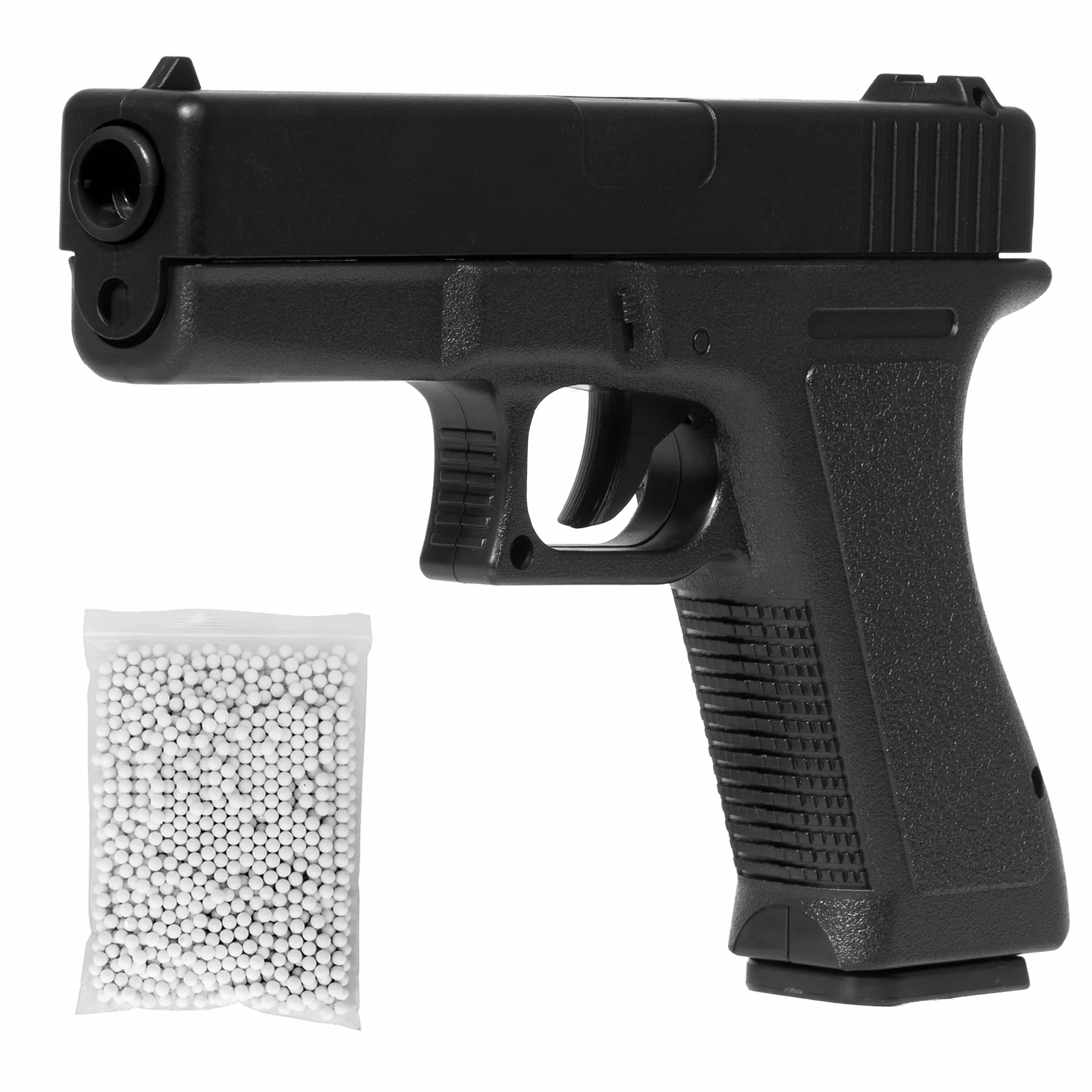 Pistola Softair a Molla replica Glock 17, 0,9 Joule, plastica, colpo singolo, 1000 pallini