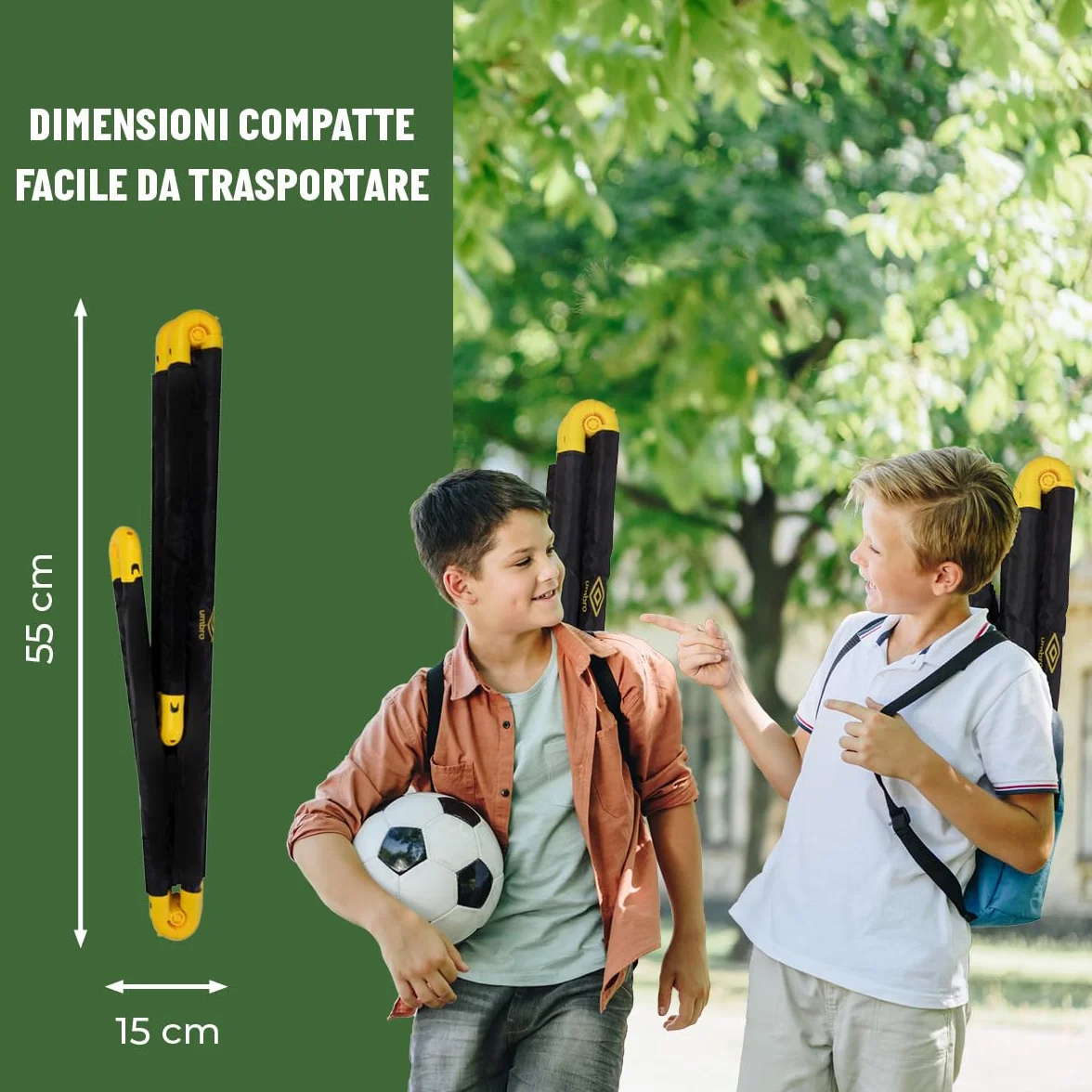 Umbro Porta da calcio per giardino, bambini e adulti, cancelli da calcio per interni ed esterni, 50 x 44 x 44 cm, nero/giallo