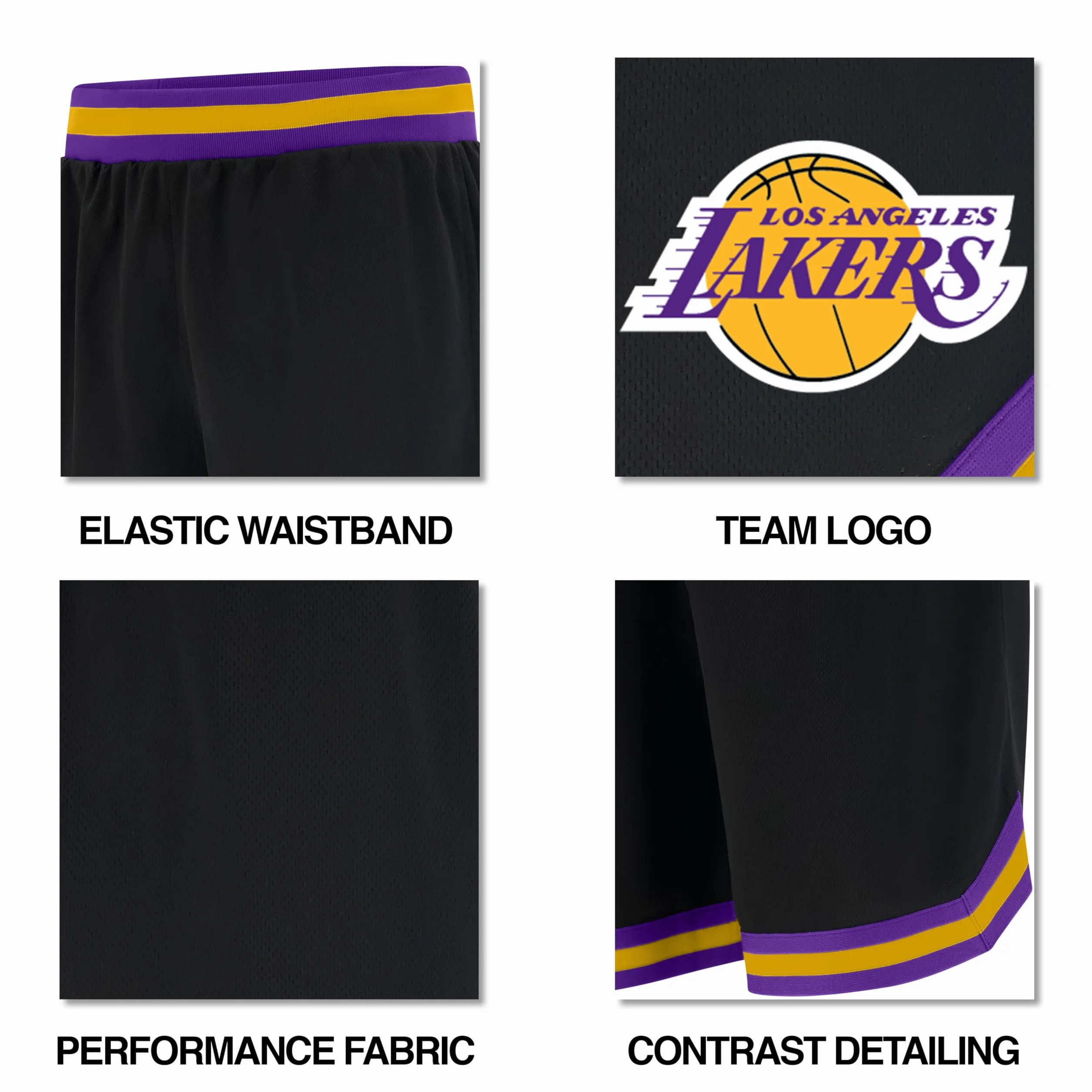 NBA Ultra Game GSM3547F Woven Team Logo Poly Mesh Basket Shorts Nero Large