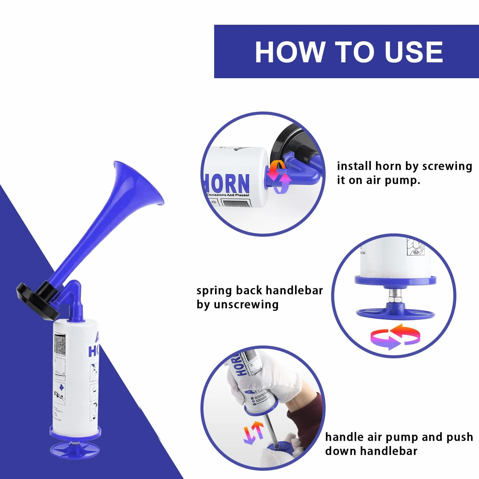 Air Horn Fanfare Horn Metal Compressed Air Tromba 2 Pezzi