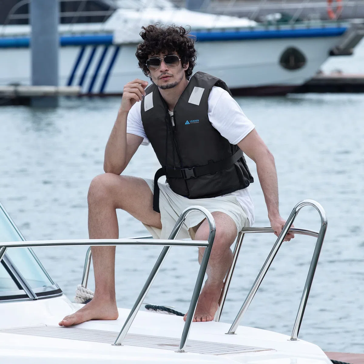 Leader Accessories Giubbotto Galleggiante, Gilet Aiuto al Galleggiamento, con Strisce Riflettenti, Gilet da Pesca, Unisex