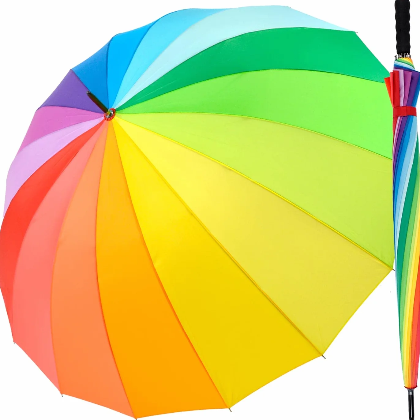 Ombrello grande arcobaleno multicolore 129 cm XXL impugnatura morbida