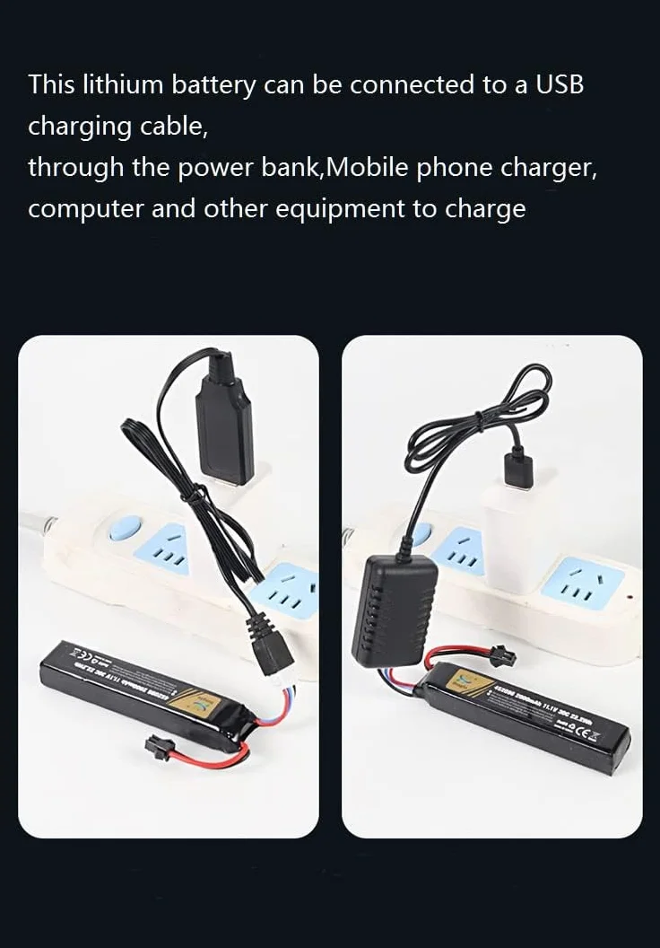 Batteria Airsoft 11.1V 3S 30C 1400mAh LiPo Ricaricabile con Presa T e Mini Tamiya 2 Pezzi