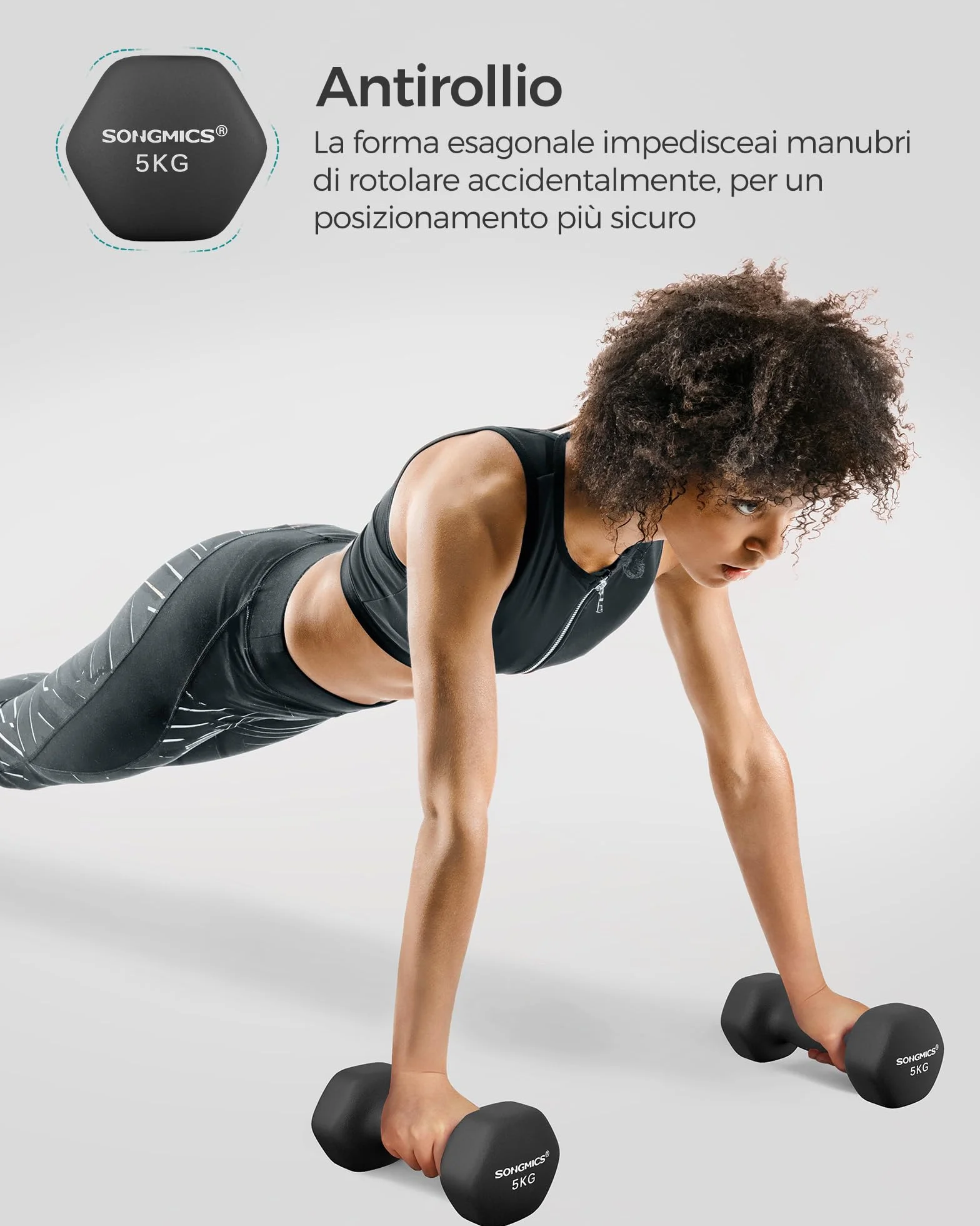 SONGMICS Set di 2 Manubri Esagonale con Superficie in Vinile per Fitness