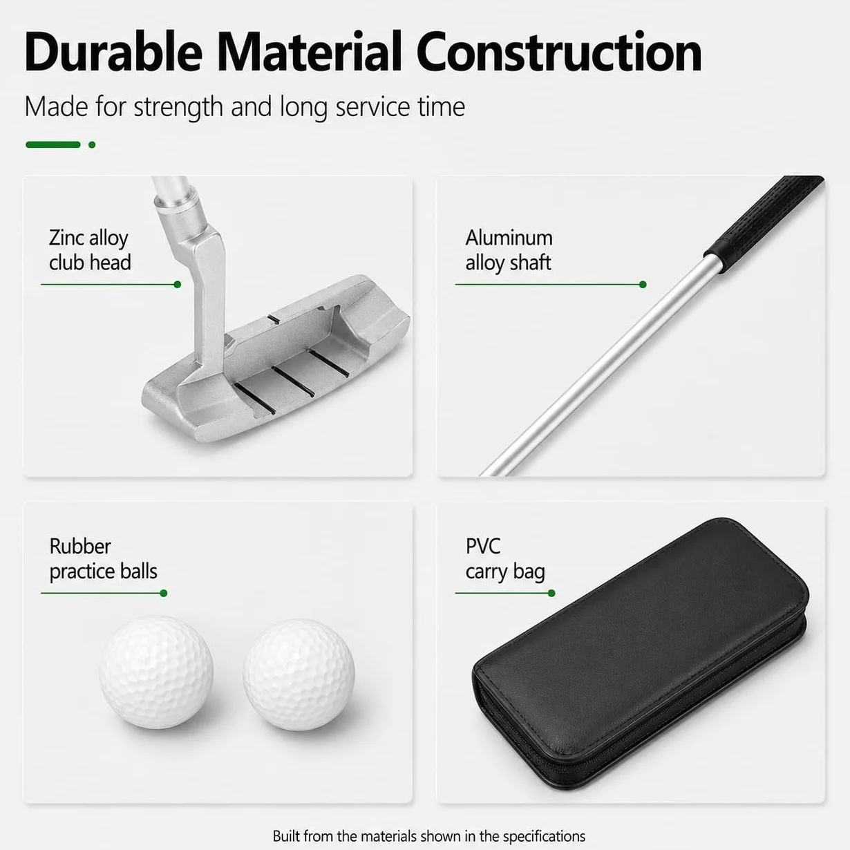 Kit Golf Putter VOBOR Portatile Lega di Zinco con 2 Palline e Borsa per Practice Indoor