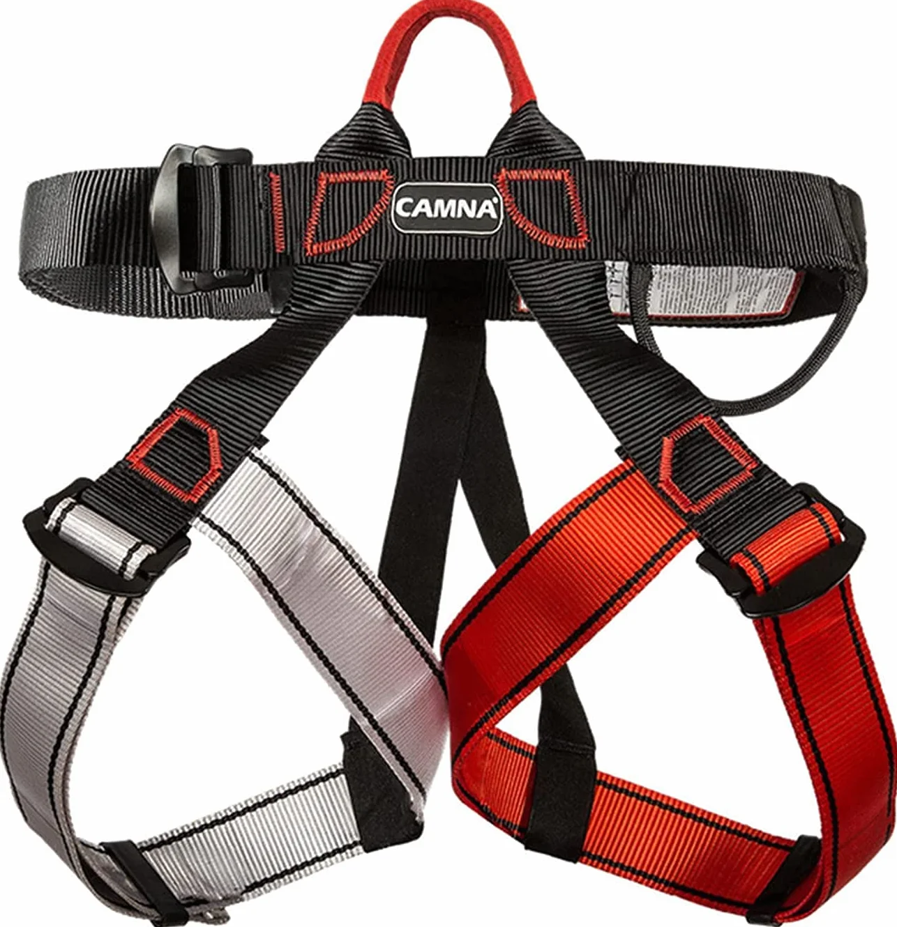 Imbracatura da Arrampicata a Metà Corpo, Cintura per Alpinismo, Anticaduta, Donna Uomo (Nero Rosso)