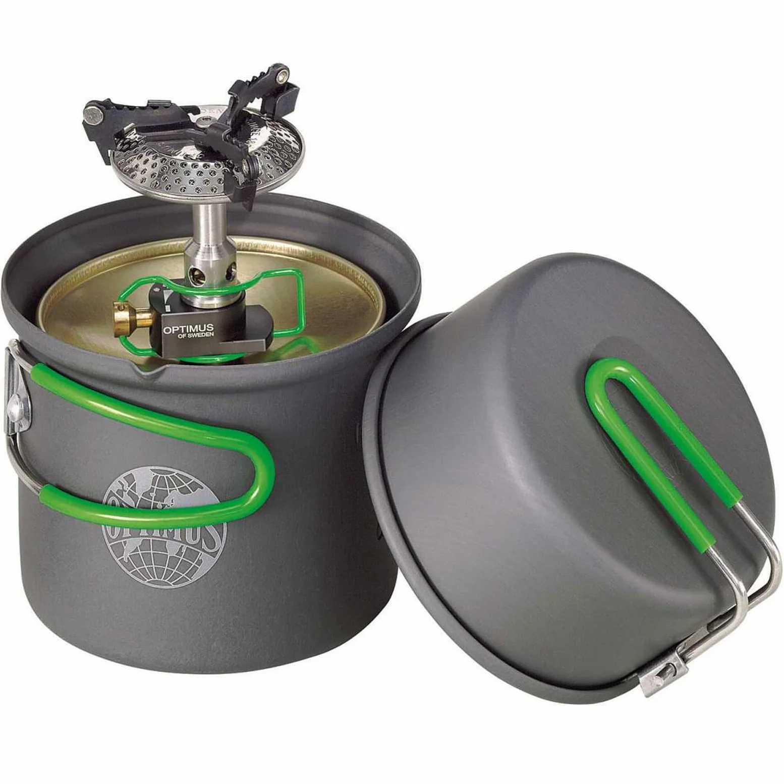 Optimus Crux Lite Sistema di cottura in solitaria per il campeggio e il trekking - Set di fornelli a gas ultraleggeri con pentola e padella da 0,6 L | 3000 W di potenza | 272 g