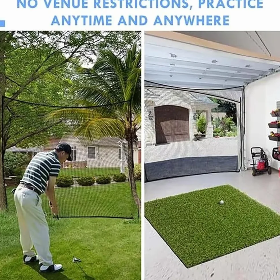NEWFUN Rete da Golf, 3x3M, Rete di Sicurezza Regolabile del Cortile, Rete Portatile Della Mazza da Golf, Golf, Baseball, Rete di Formazione Dell'hockey, per uso dell'interno e del Giardino all'aperto