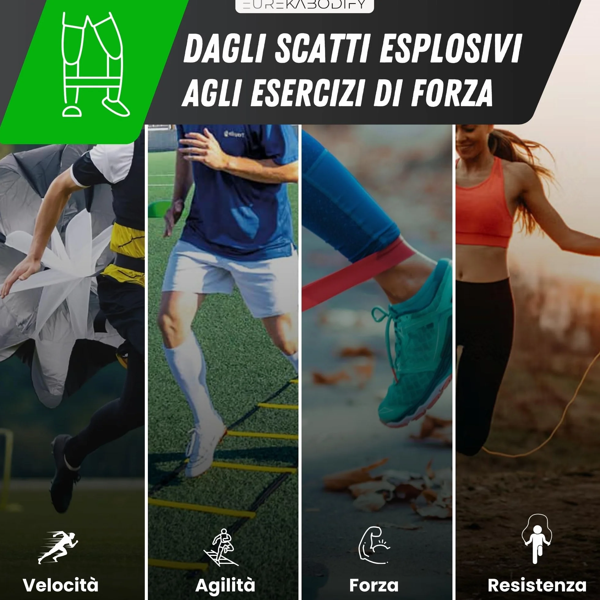 Kit Allenamento Calcio e Agilità con Scala 6m, Cinesini, Bande Elastiche, Paracadute e Borsa