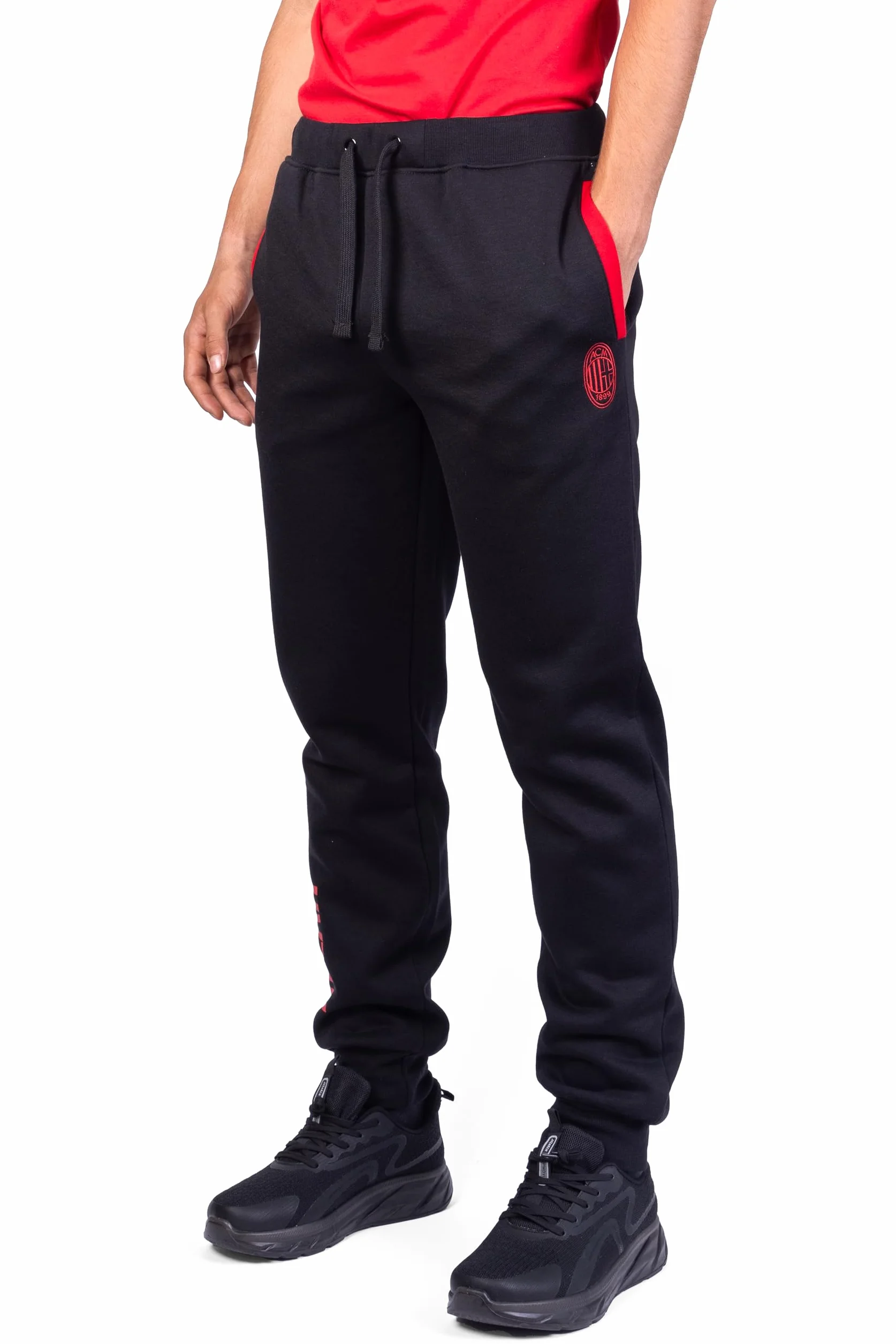 Milan Pantalone Homewear Felpa Garzata Nero Logo