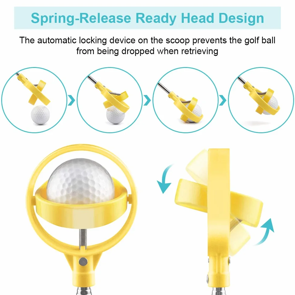 Yosoo Health Gear Raccoglitore di palline da golf, Pallina Da Retriever, Ball Retriever, Raccogli Palline, Pickup Telescopico per Palline Da, Acciaio inossidabile Golf Picker telescopico
