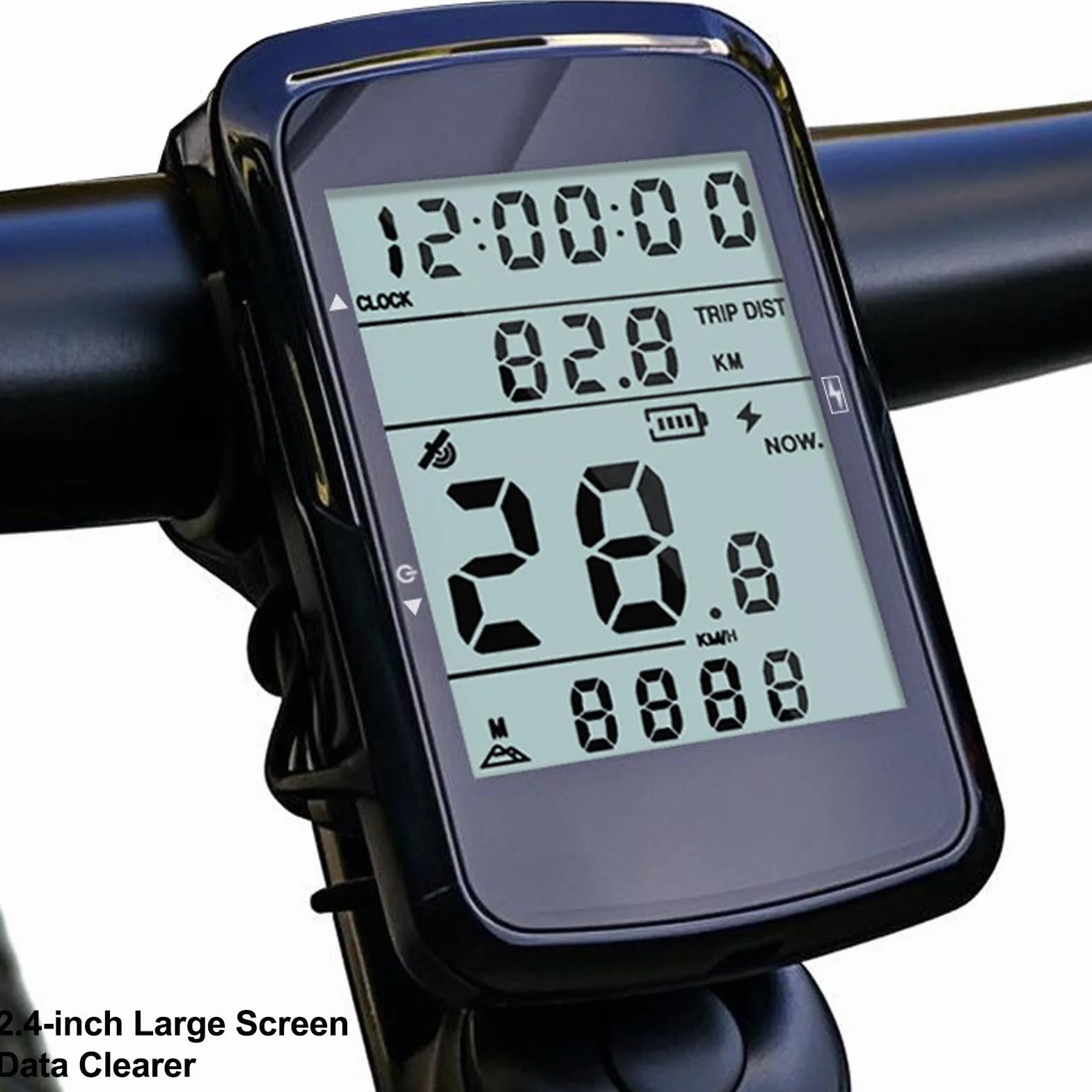 Bewinner Computer da Bici GPS, Computer Ciclismo Wireless con Retroilluminazione, Display LCD 2,4 Pollici, Contachilometri Impermeabile, Batteria 28 Ore