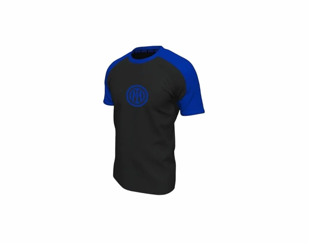 hermet Maglia Inter Uomo T-Shirt Sportiva Logo Nero Blu 100% Cotone