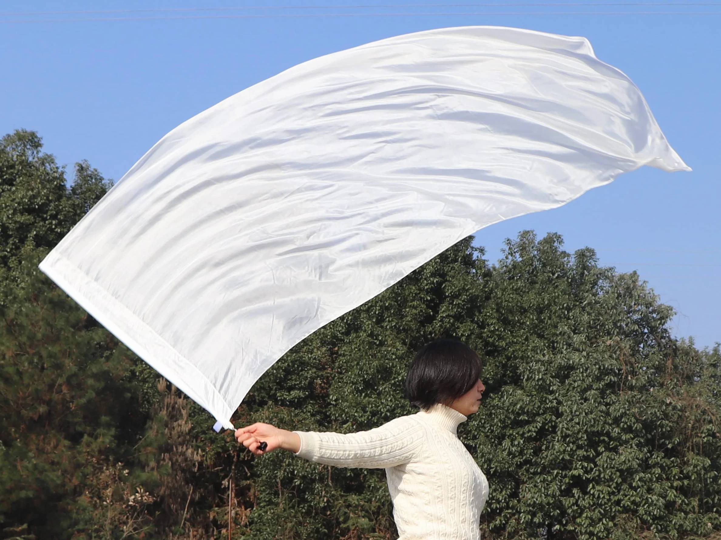 Bandiera Poi Seta Fluide 174cm Flow Art Danza Meditazione Asta Rigida