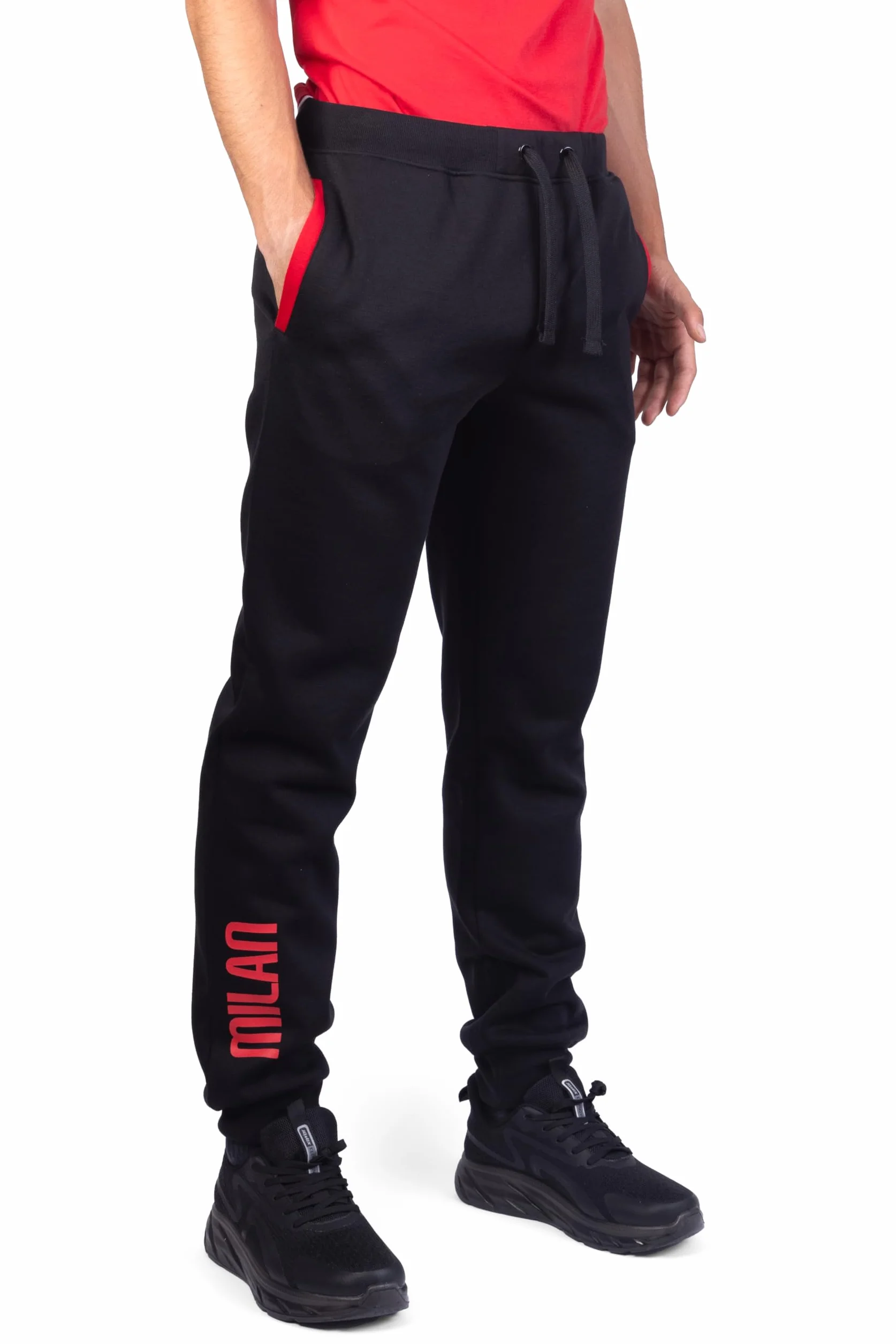 Milan Pantalone Homewear Felpa Garzata Nero Logo