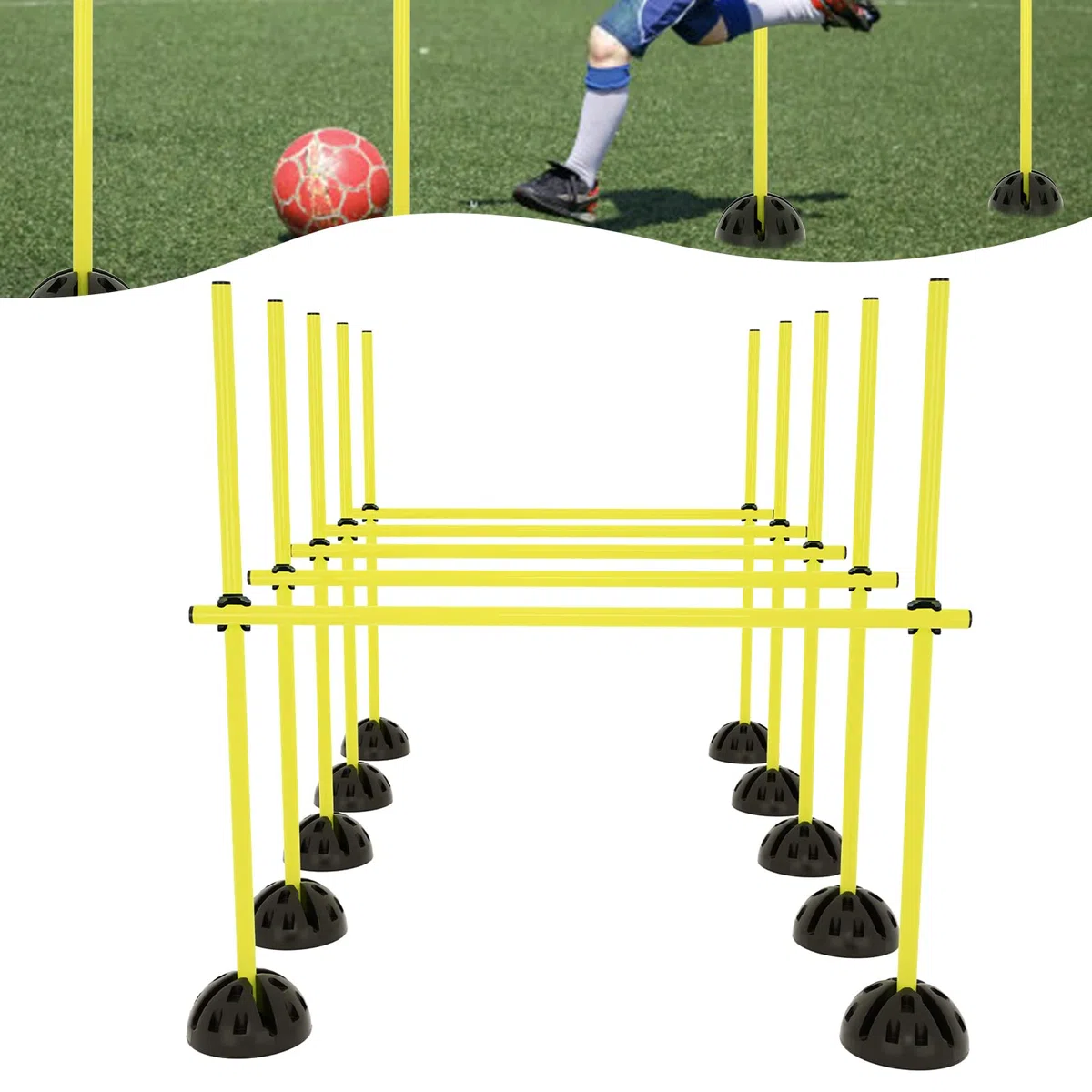 Set di ostacoli multifunzionali, per allenamento condizionale, rimbalzo, dribbling e mobilità, colore: giallo