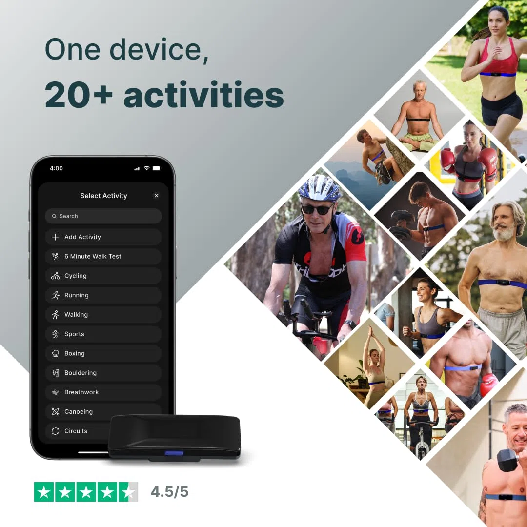 Frontier Zone - Fascia toracica con cardiofrequenzimetro, monitoraggio accurato delle risorse umane con allenamento ZONE2, informazioni sulla tensione e sulla respirazione, avvisi in tempo reale