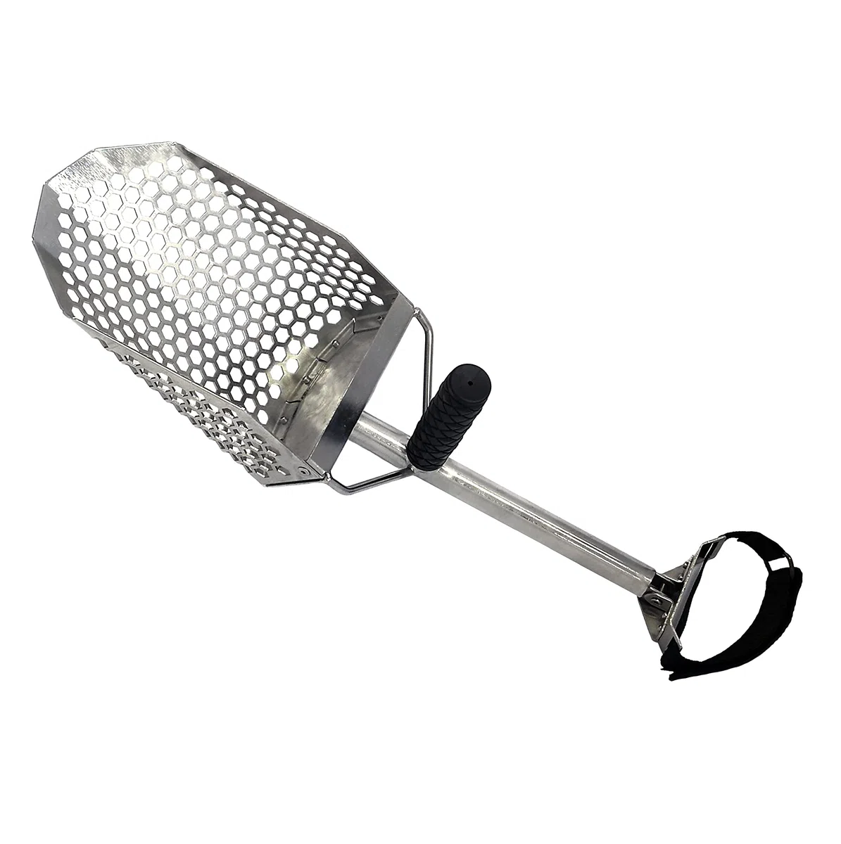 SE-11 Pala Traforata Setaccio in Acciaio Inox con Pratico aggancio all'avanbraccio Comodo Leggero Sand Scoop per Mare Sabbia Spiaggia per Metal Detector o Ricerche