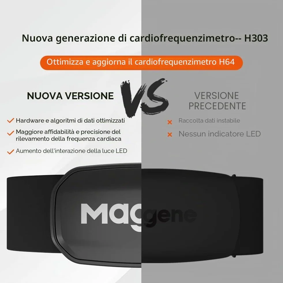Magene H303 Heart Rate Monitor Chest Strap Ant+ Bluetooth iOS Android