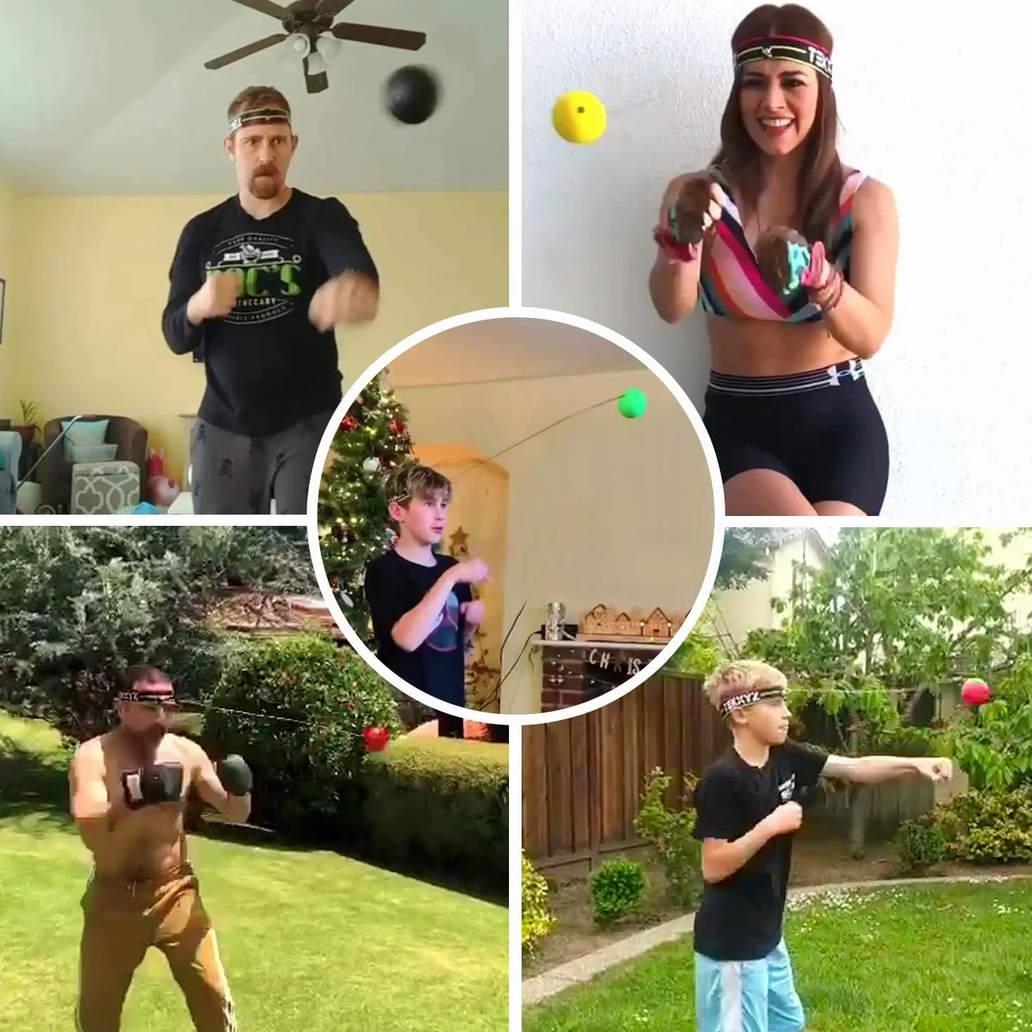 TEKXYZ Reflex Ball Family Pack, 4 diverse palline da boxe con fascia, perfette per reazione, agilità, velocità di pugno, abilità di combattimento e coordinazione occhio-mano
