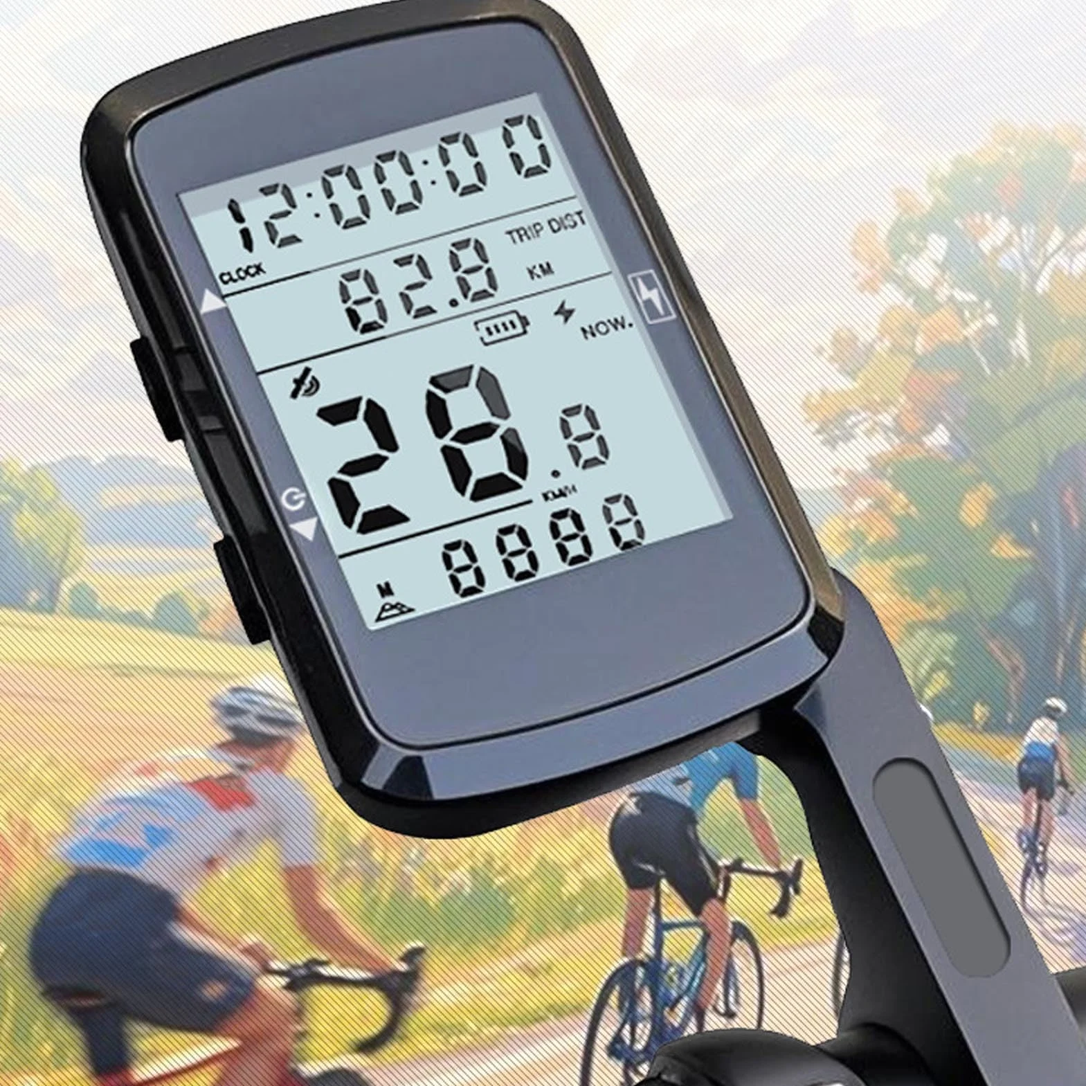 Bewinner Computer da Bici GPS, Computer Ciclismo Wireless con Retroilluminazione, Display LCD 2,4 Pollici, Contachilometri Impermeabile, Batteria 28 Ore