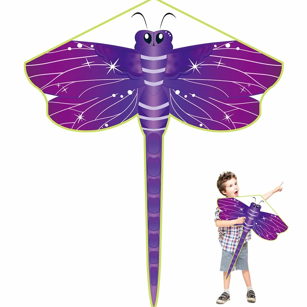 Aquilone per Bambini e Adulti, Aquilone Libellula, Aquiloni per i Bambini, Aquiloni Colorati, Aquilone Facile da Far Volare, Aquilone per Principianti, con Linea di Kite da 100M