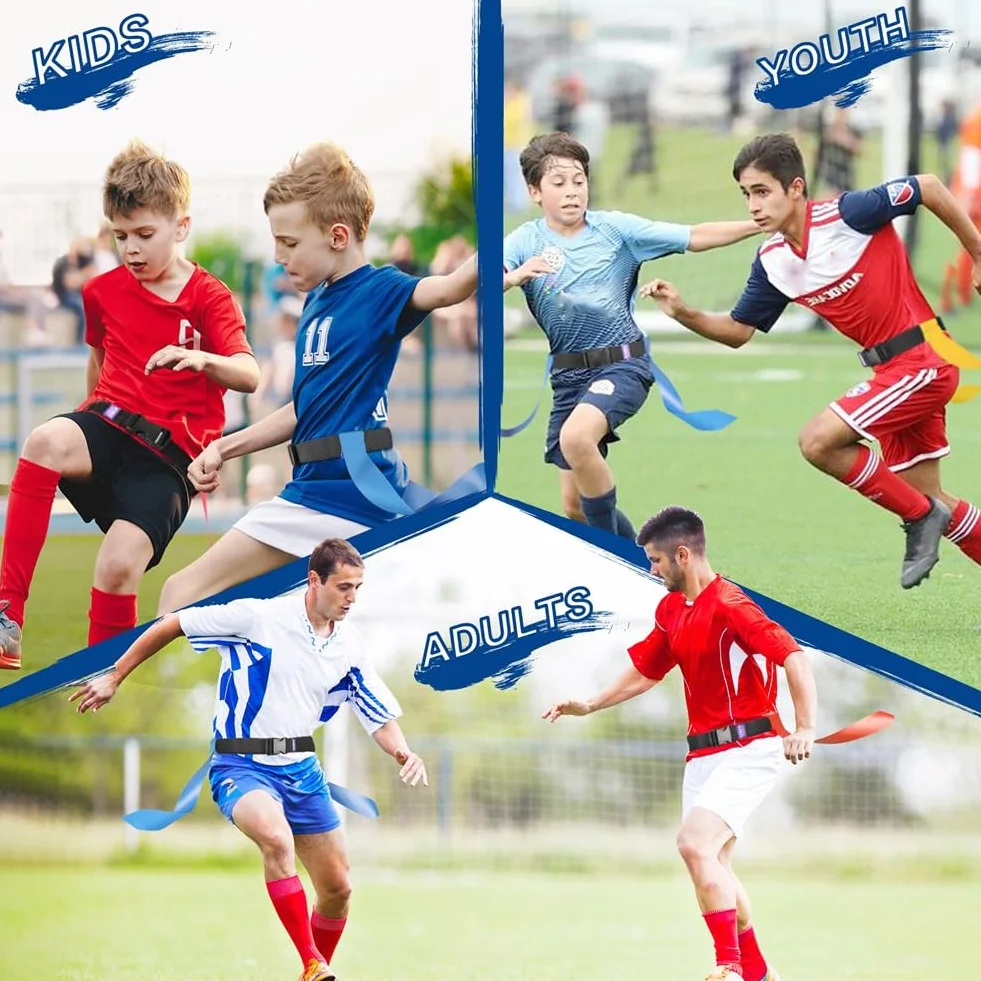 Set di Cinture per Flag Football 14 Giocatori Regolabile per Allenamento