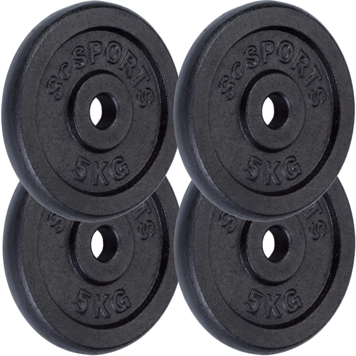 ScSPORTS - Pesi per bilanciere in ghisa, 4 x 5 kg, Diametro Foro 30 mm