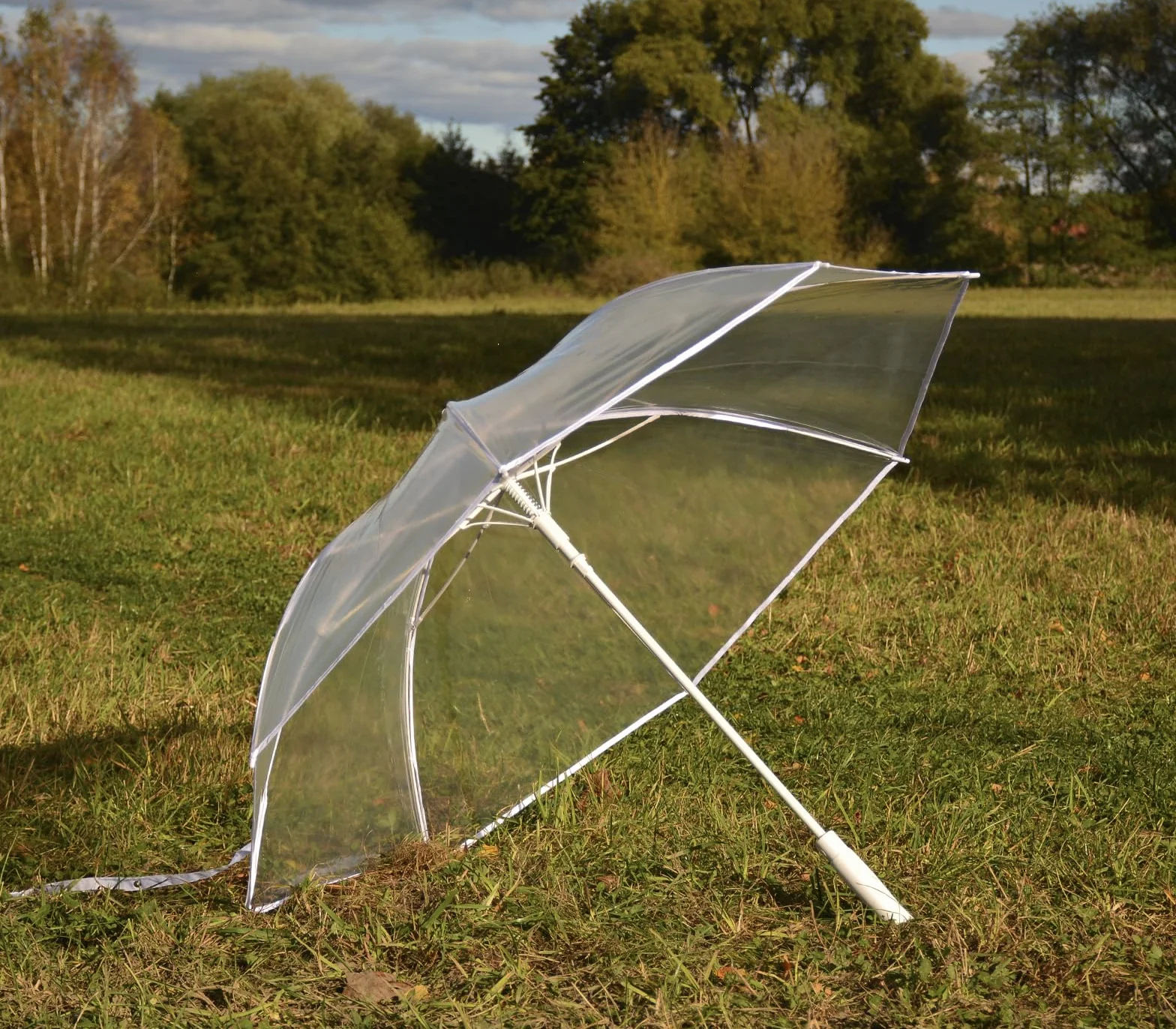 iX-brella Ombrello XXL in fibra di vetro da golf automatico nero, Bianco/Trasparente, 135 cm