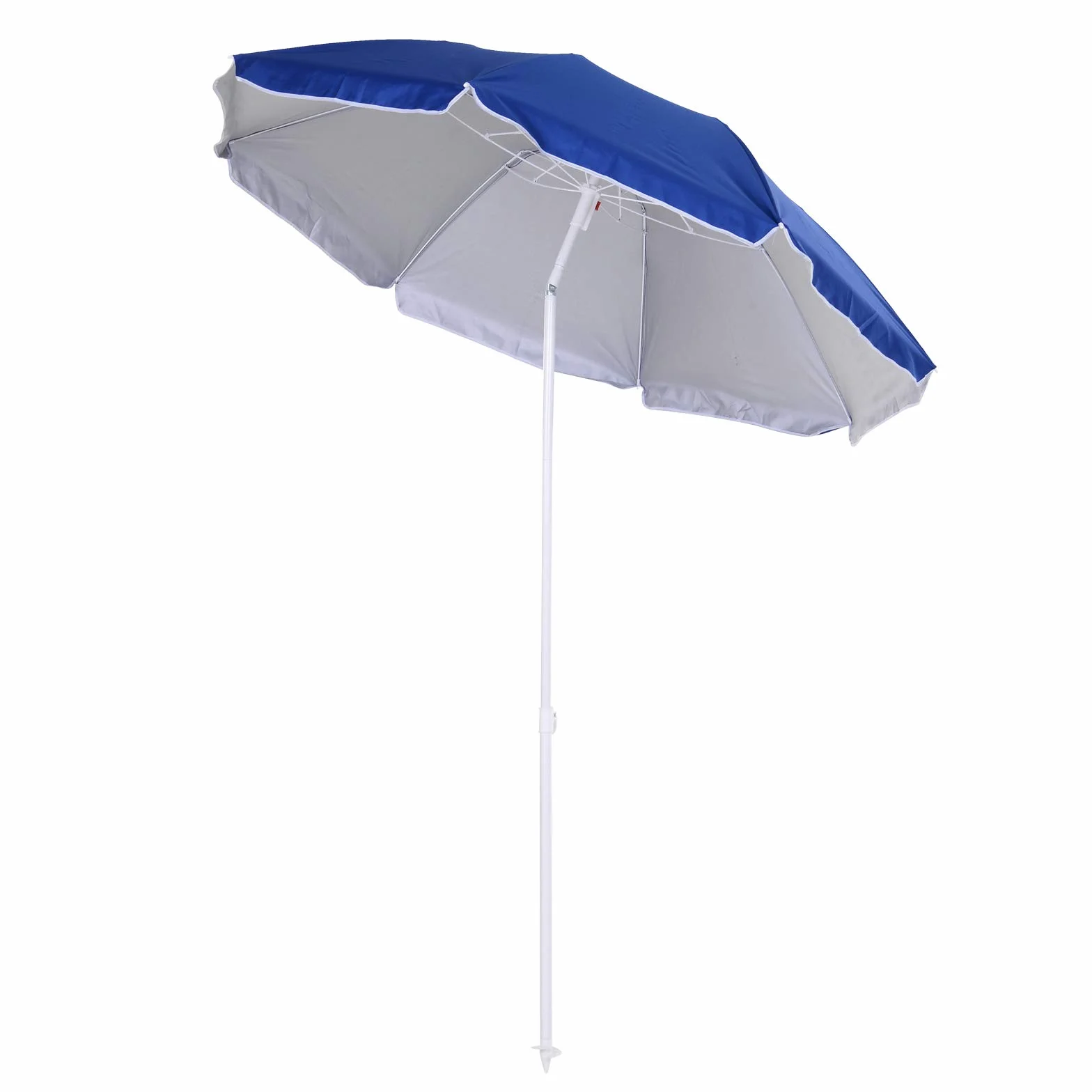 Outsunny Ombrellone da Spiaggia Ø1.6x2 m con Tettuccio Reclinabile, Ombrellone da Spiaggia Portatile con 8 Stecche, Borsa da trasporto e Design a 3 Sezioni in Metallo e Poliestere, Protezione UV, Blu