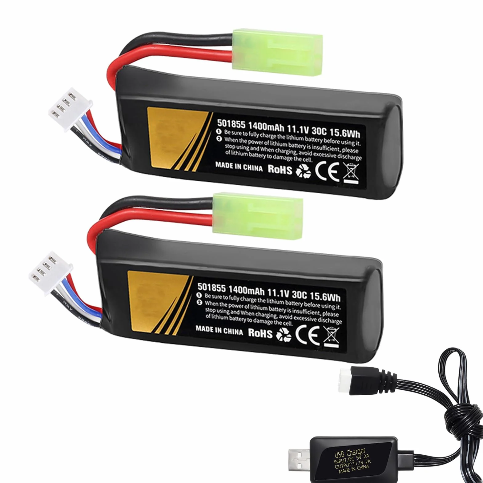 Batteria Lipo 11.1V 1400mAh 30C 3S Airsoft con Tamiya Plug Ricaricabile