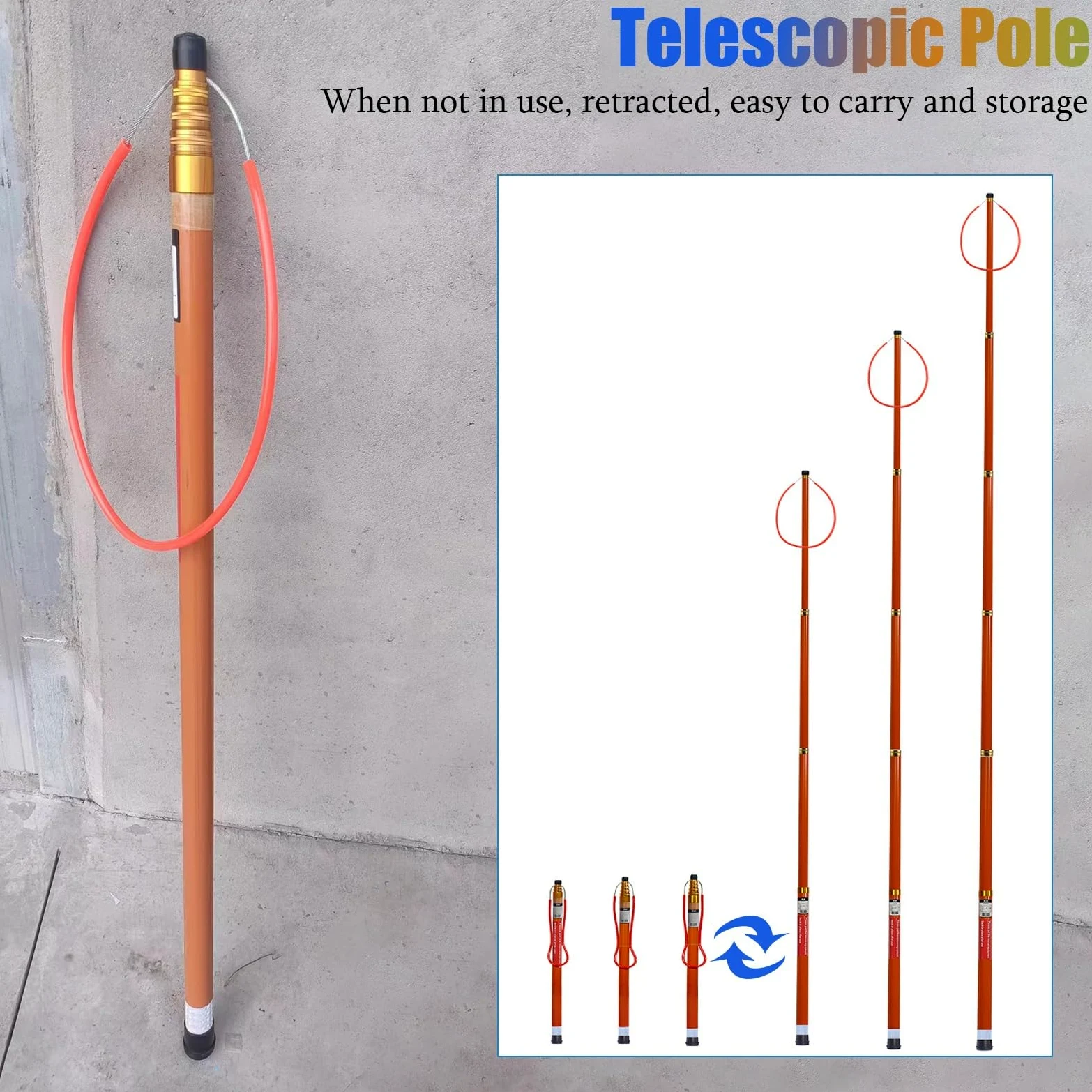 Asta telescopica di salvataggio per piscina, con gancio, 5,5 m, per emergenza in acqua, sicurezza in barca, piscina, lago