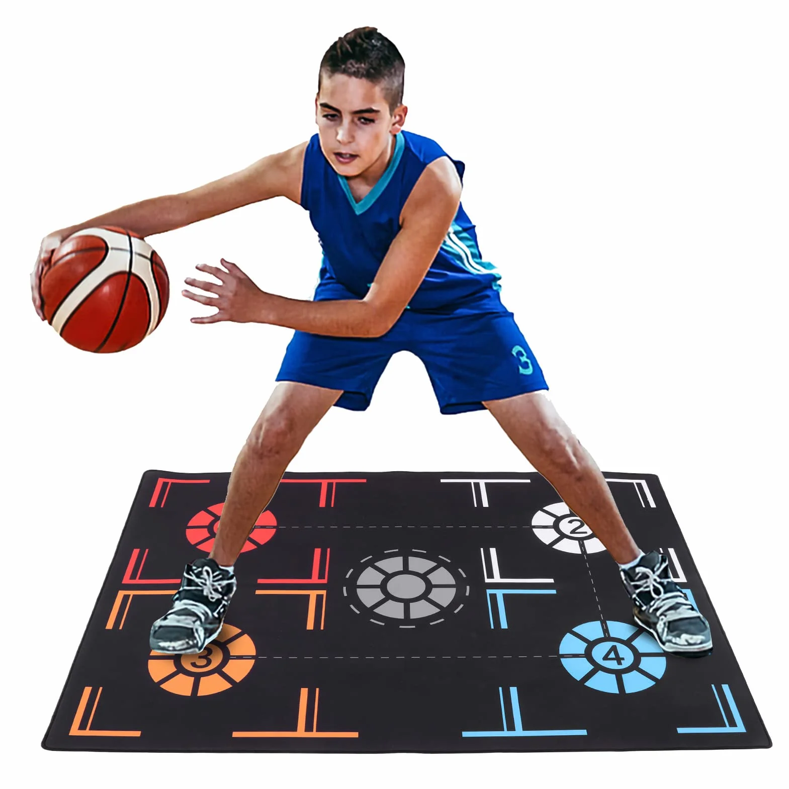 Tappetino da Allenamento per Pallacanestro in Gomma Nera 2 mm Muto per Bambini