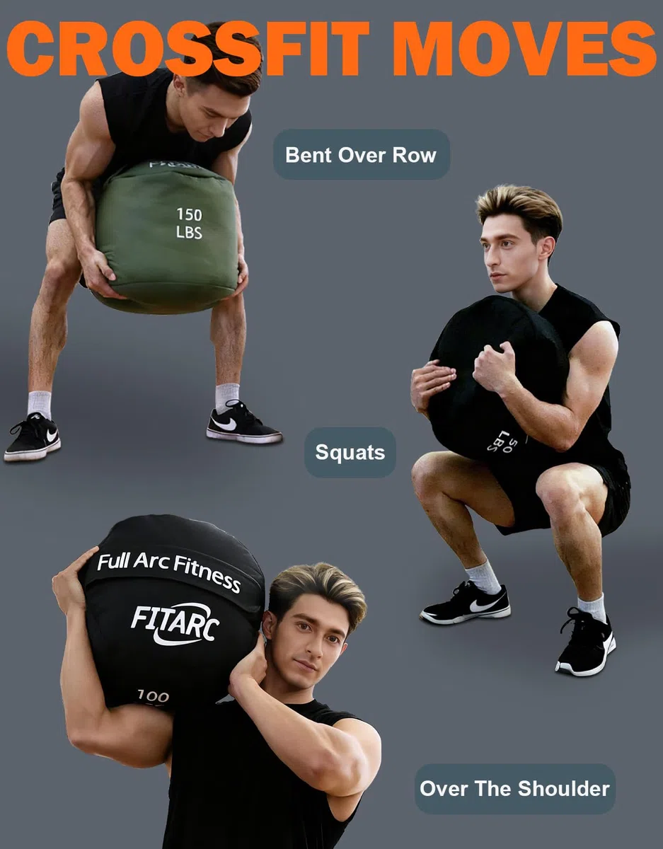 Fitarc Sacco di sabbia da allenamento, sacchi di sabbia per allenamento con i pesi, sacchi di sabbia per fitness, sacchi di sabbia per allenamento con i pesi, sacco di sabbia rotonda, cross training