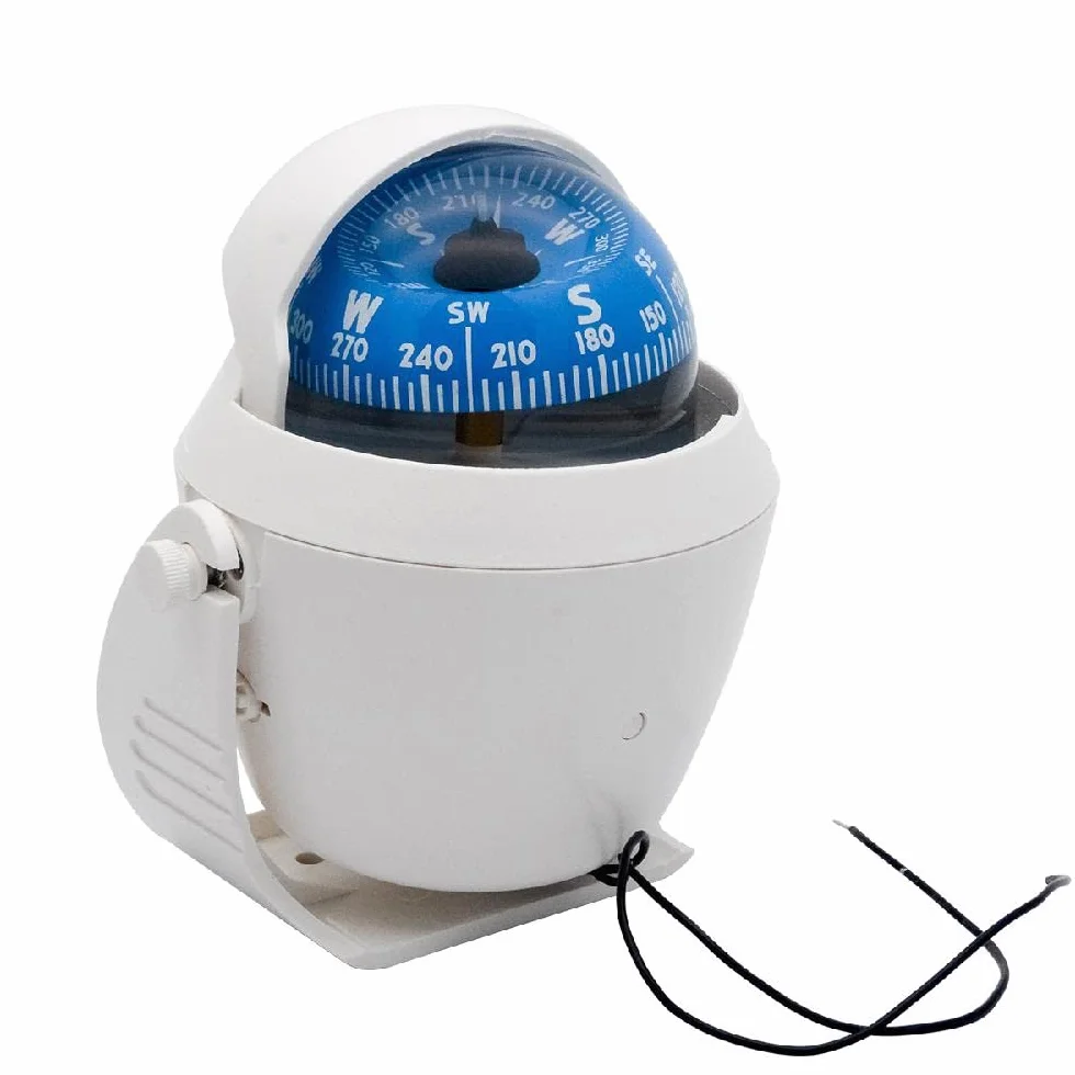 Baceyong Bussola, navigatore marittimo, antipolvere, impermeabile, LED, alta precisione, multiuso, bianco