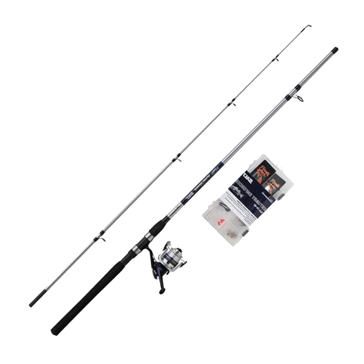 Shakespeare SALT Estuary Enforcer Combo Set, canna da pesca e mulinello, combo spinning, custodia rigida, esche e attrezzatura finale, pesca costiera e costiera, blu e bianco, 2,40 m, 20-60 g