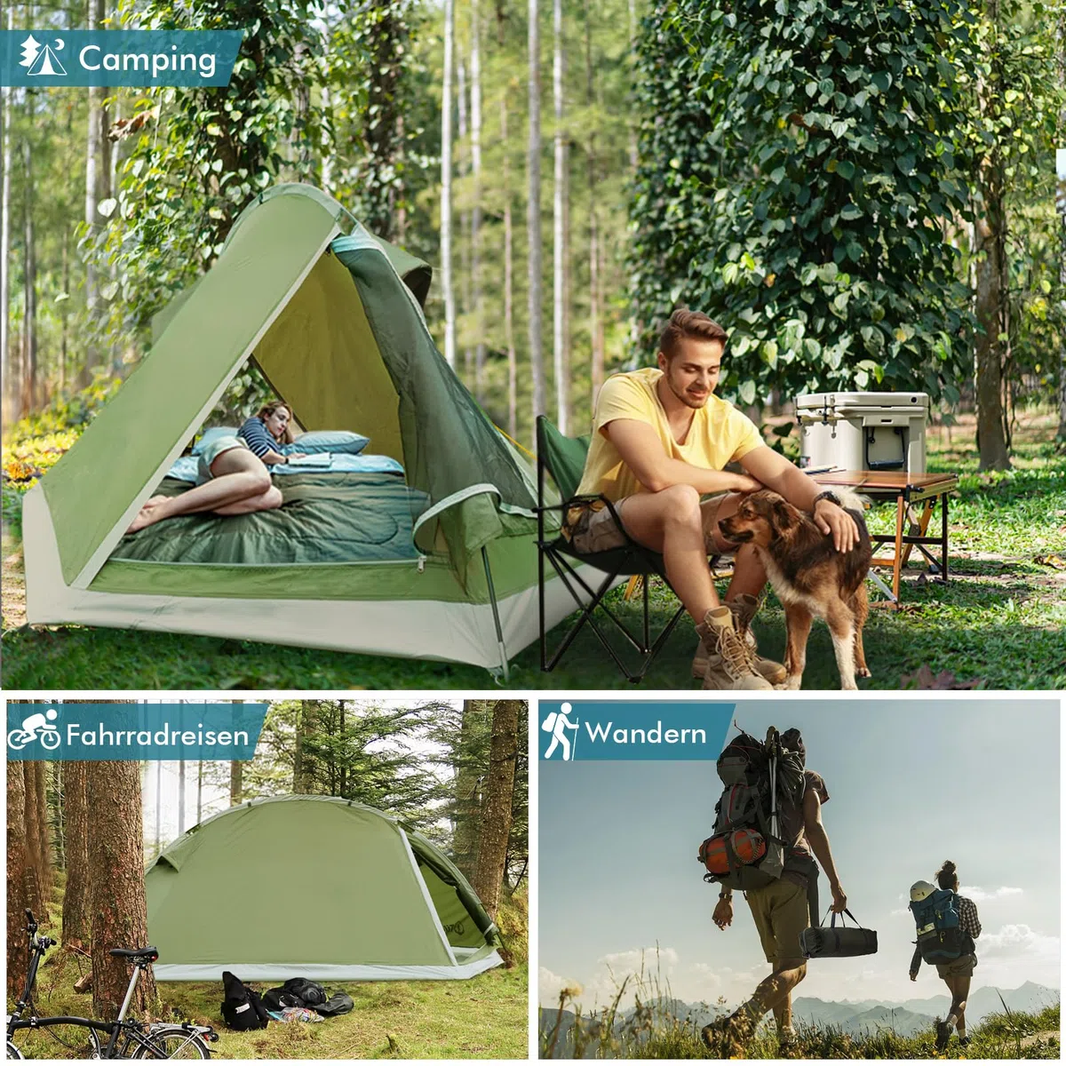 Tenda Campeggio, Tilenvi Tenda 2 Posti con Zanzariera, Tenda Ultraleggera Tende a Tunnel Pieghevole Facile da Montare,Tenda Trekking per Campeggio, Spiaggia, Arrampicata, Escursioni 2024