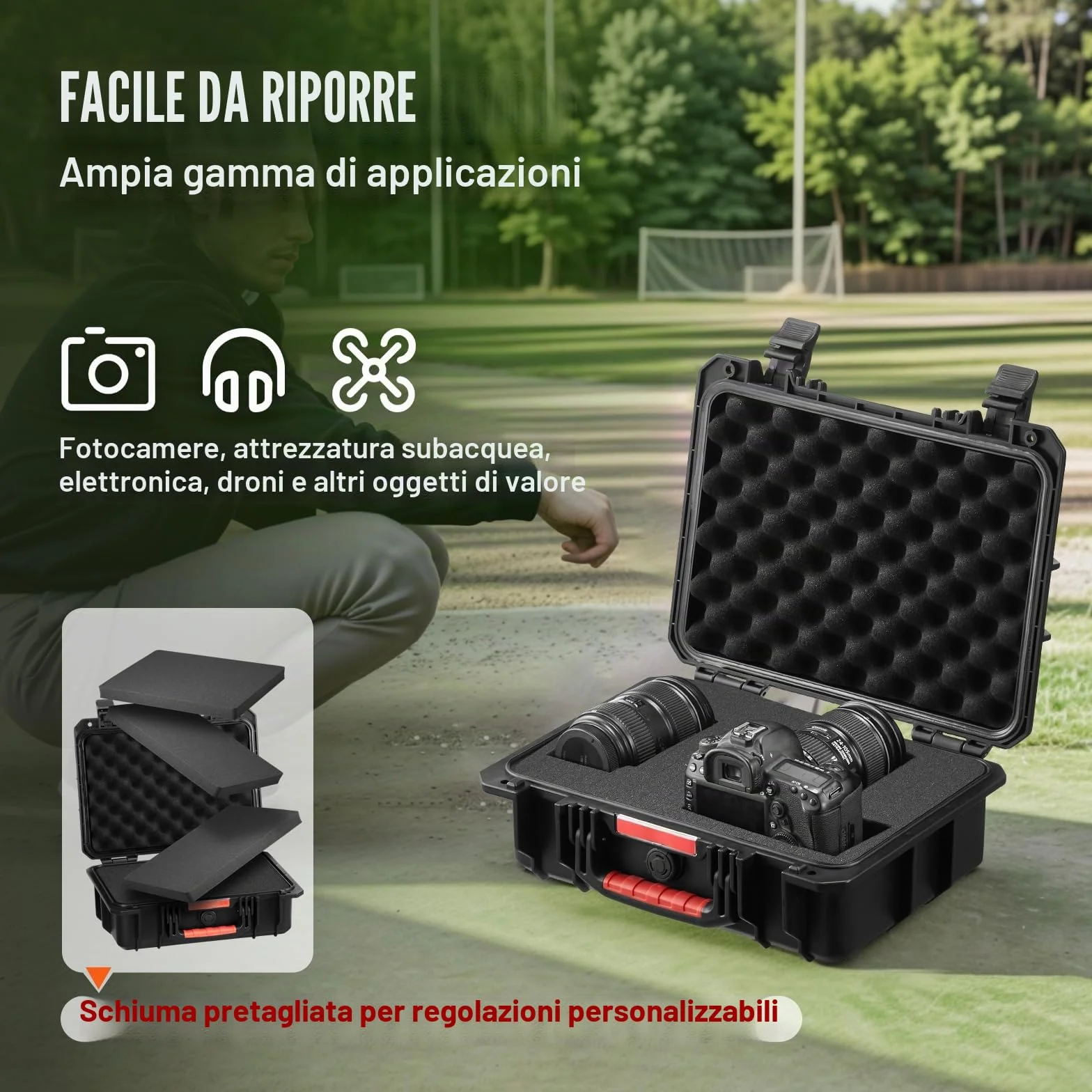 VEVOR Custodia Rigida Resistente alle Intemperie IP67 340 x 235 x 126 mm