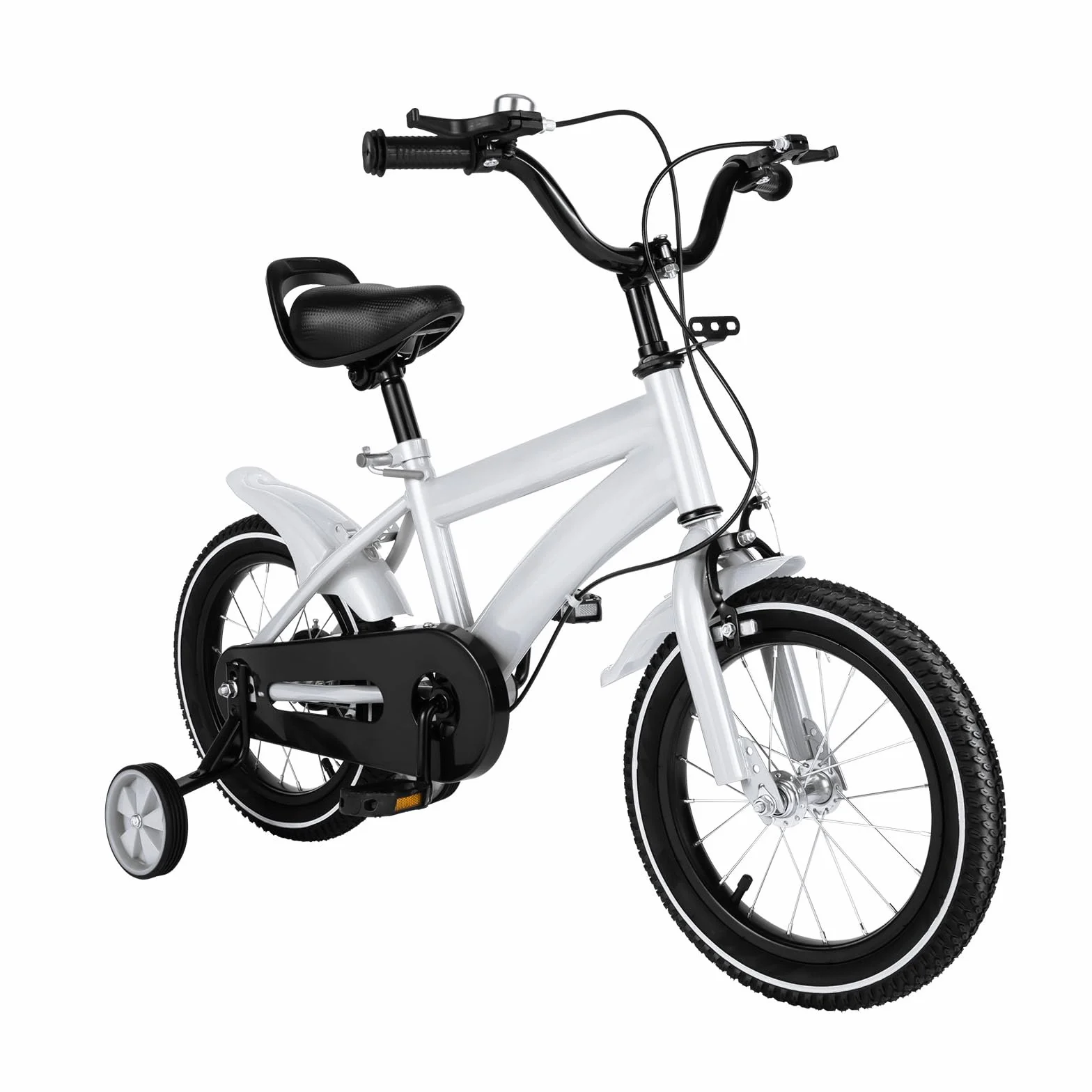 Bicicletta per bambini da 14 pollici con ruote di supporto per bambini da 4 a 8 anni, bicicletta per bambini e bambine per imparare a fare la bicicletta, regolabile in altezza con protezione