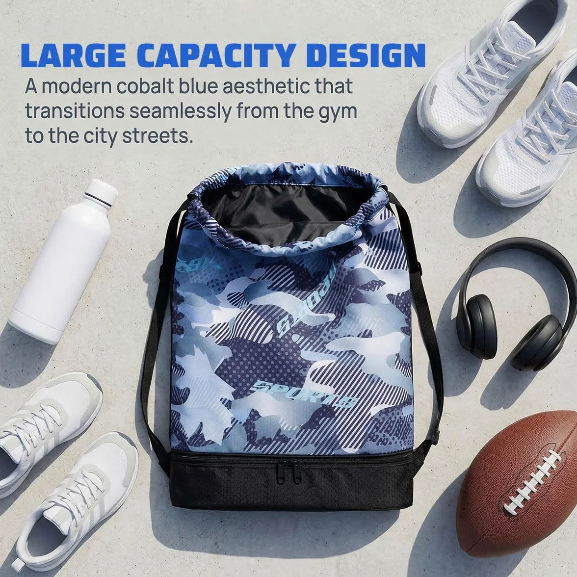 Borsa da Palestra con Coulisse Impermeabile Grande Scomparto Scarpe Sportivo Zaino Unisex per Yoga Spiaggia Nuoto