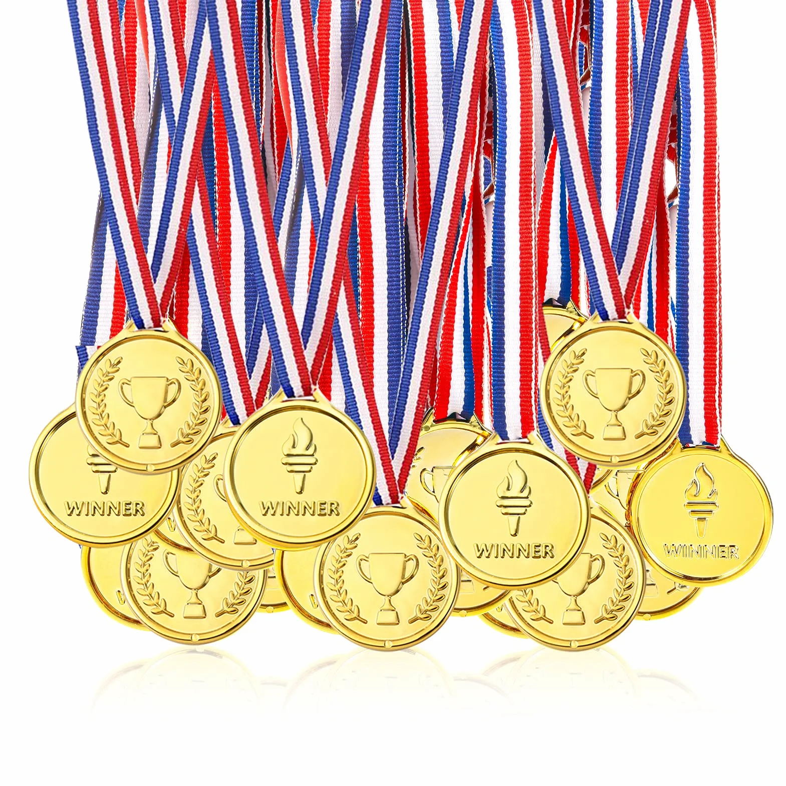 100 Pezzi Plastica Bambini Winner Medaglie Oro Medaglie Vincitore Festa Concorrenza Ricompensa
