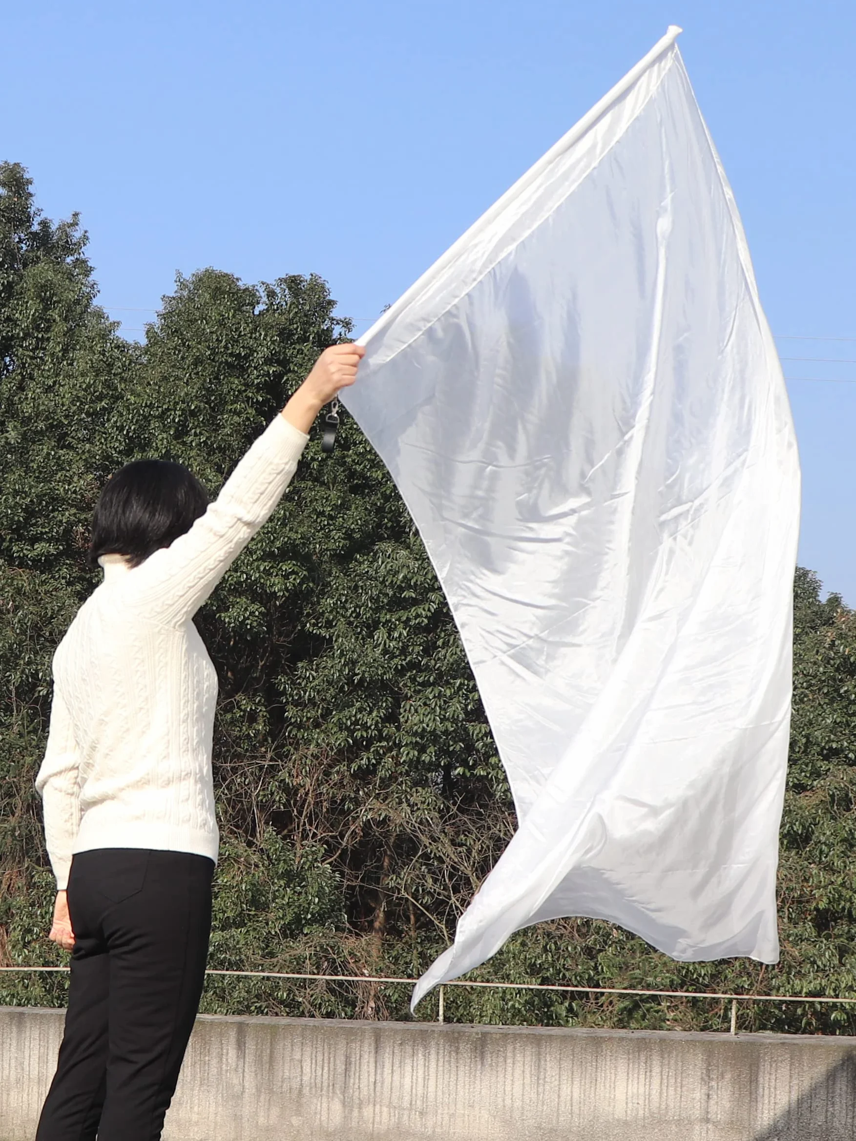 Bandiera Poi Seta Fluide 174cm Flow Art Danza Meditazione Asta Rigida