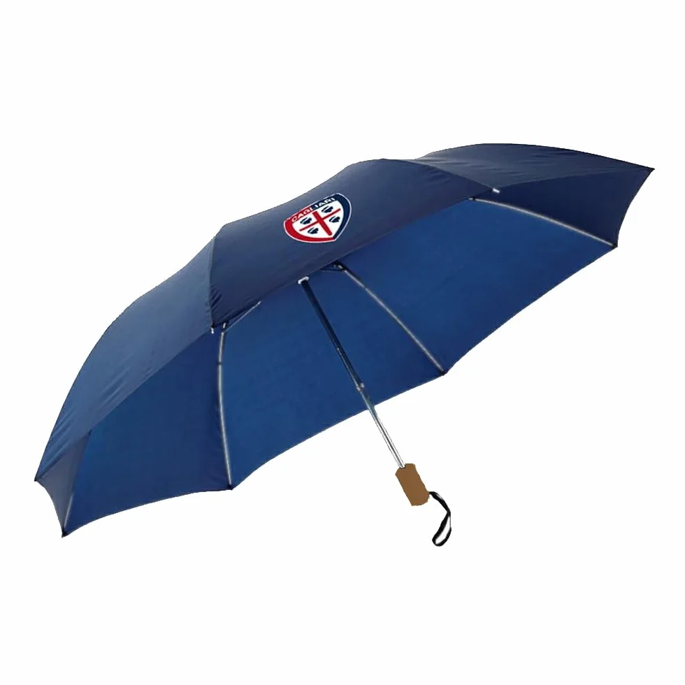 Ombrello Pieghevole Tascabile Blu Navy con Logo